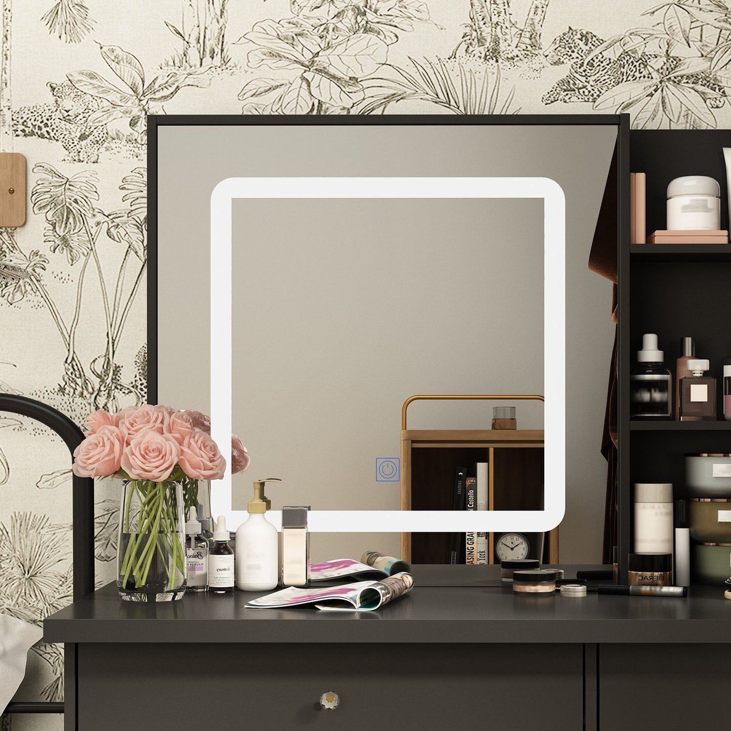 Set da trucco con specchio e sgabello, 39,4'' di larghezza, per cameretta