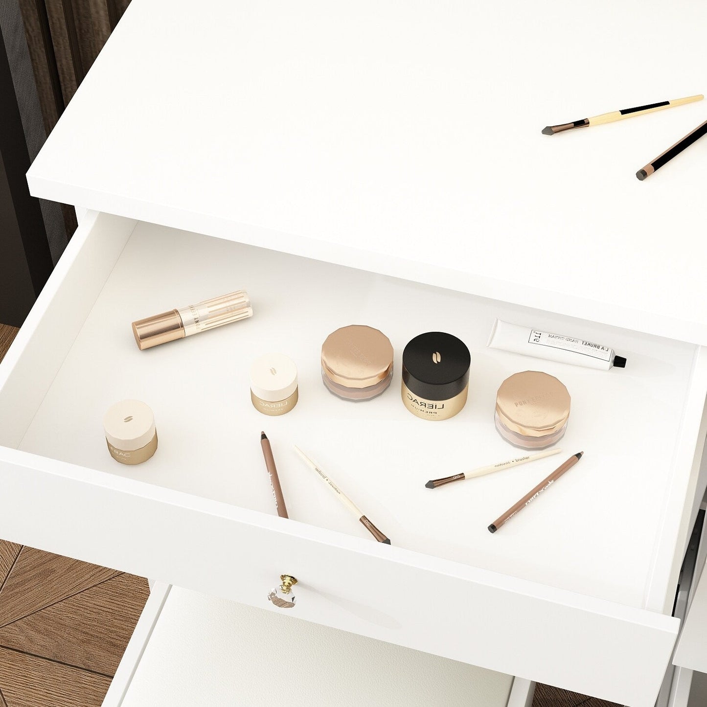 Set da trucco con specchio e sgabello, 39,4'' di larghezza, per cameretta