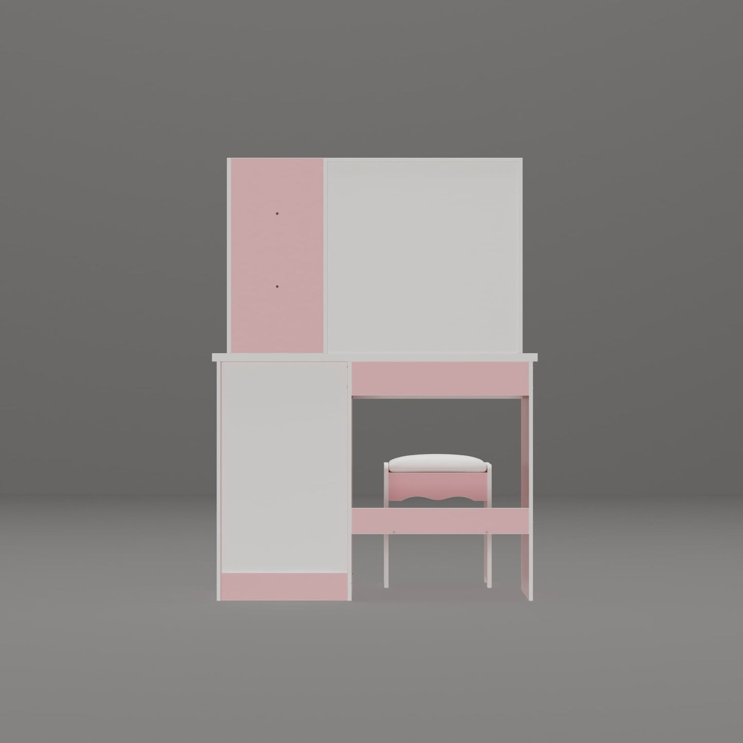 Set da trucco con specchio e sgabello, largo 39,4 pollici.