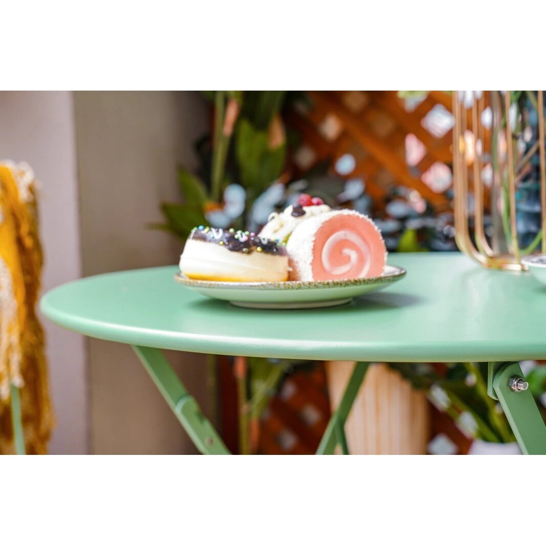 Set da bistrot pieghevole in metallo da 3 pezzi, set da conversazione per esterni/interni resistente alle intemperie, ideale per patio, cortile, giardino.