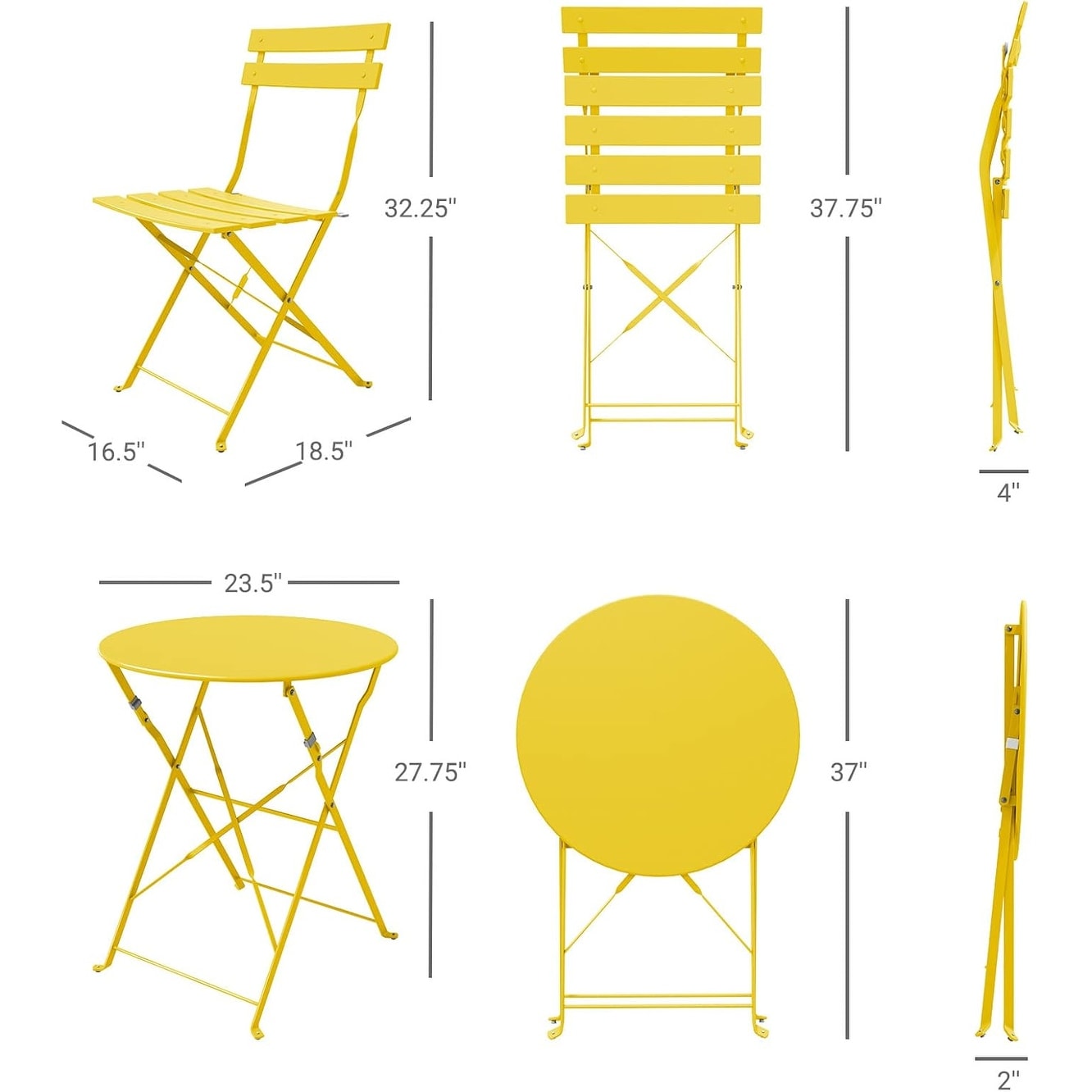 Set da bistrot pieghevole in metallo da 3 pezzi, set da conversazione per esterni/interni resistente alle intemperie, ideale per patio, cortile, giardino.