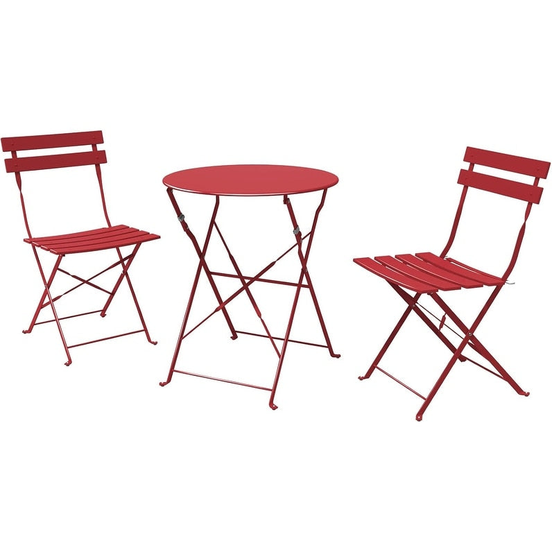 Set da bistrot pieghevole in metallo da 3 pezzi, set da conversazione per esterni/interni resistente alle intemperie, ideale per patio, cortile, giardino.
