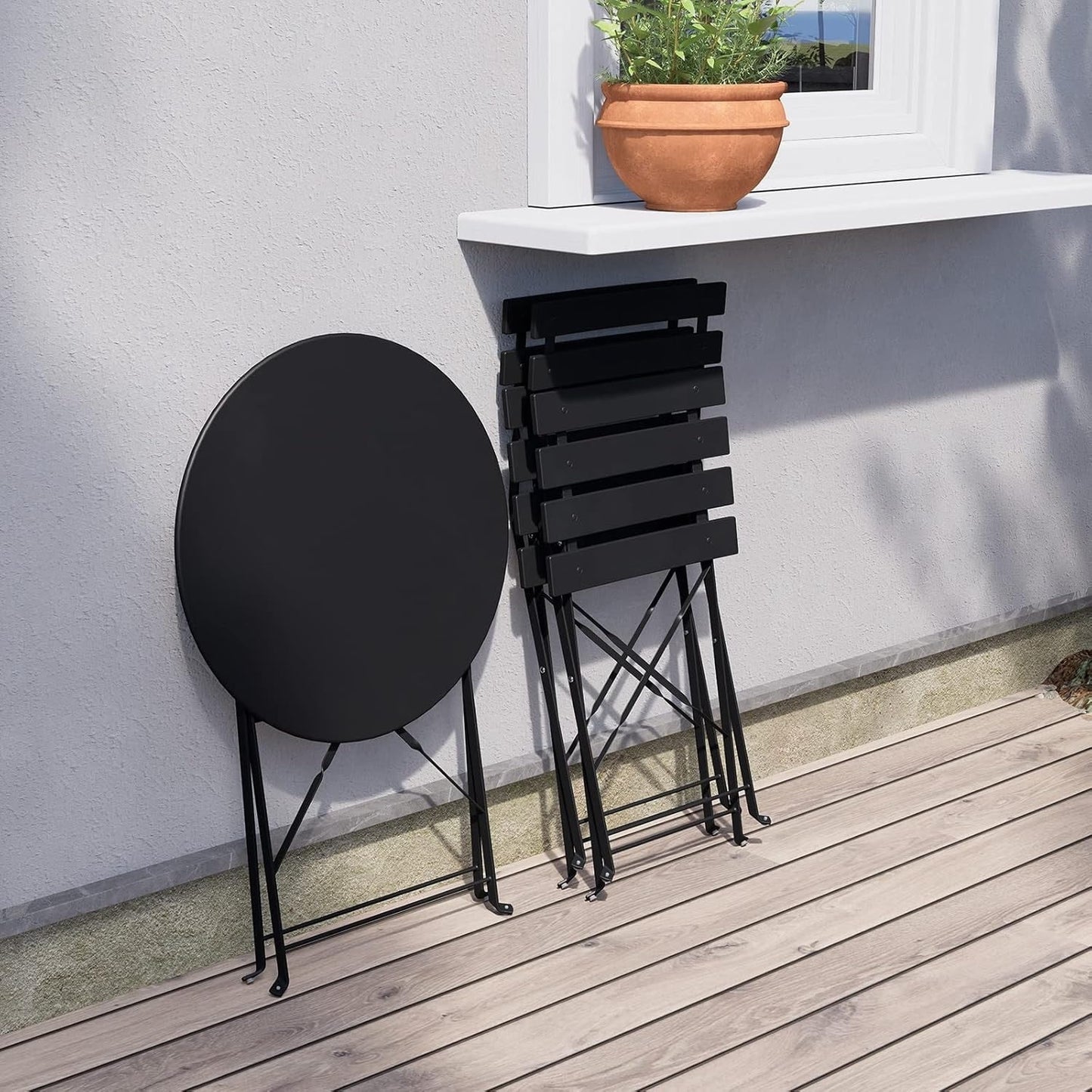 Set da bistrot pieghevole in metallo da 3 pezzi, set da conversazione per esterni/interni resistente alle intemperie, ideale per patio, cortile, giardino.