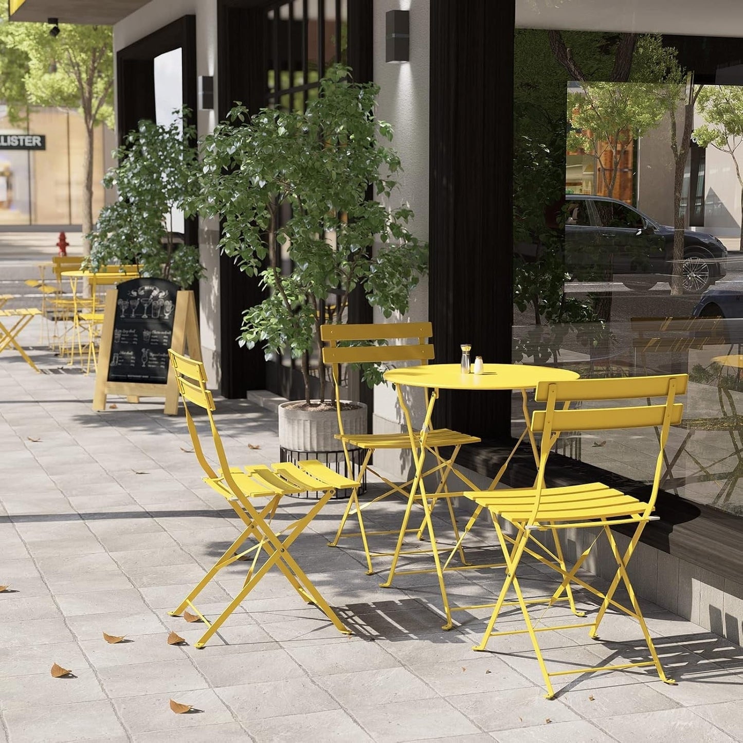 Set da bistrot pieghevole in metallo da 3 pezzi, set da conversazione per esterni/interni resistente alle intemperie, ideale per patio, cortile, giardino.