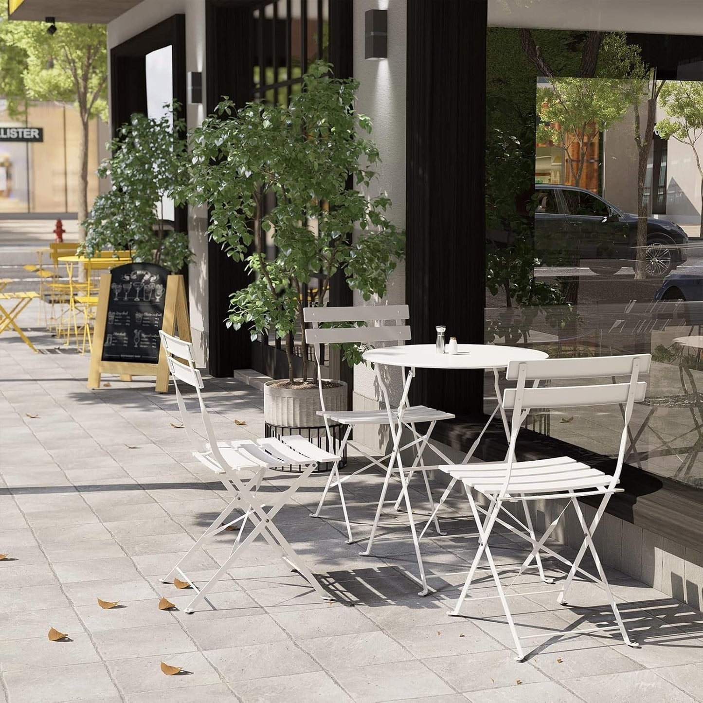 Set da bistrot pieghevole in metallo da 3 pezzi, set da conversazione per esterni/interni resistente alle intemperie, ideale per patio, cortile, giardino.