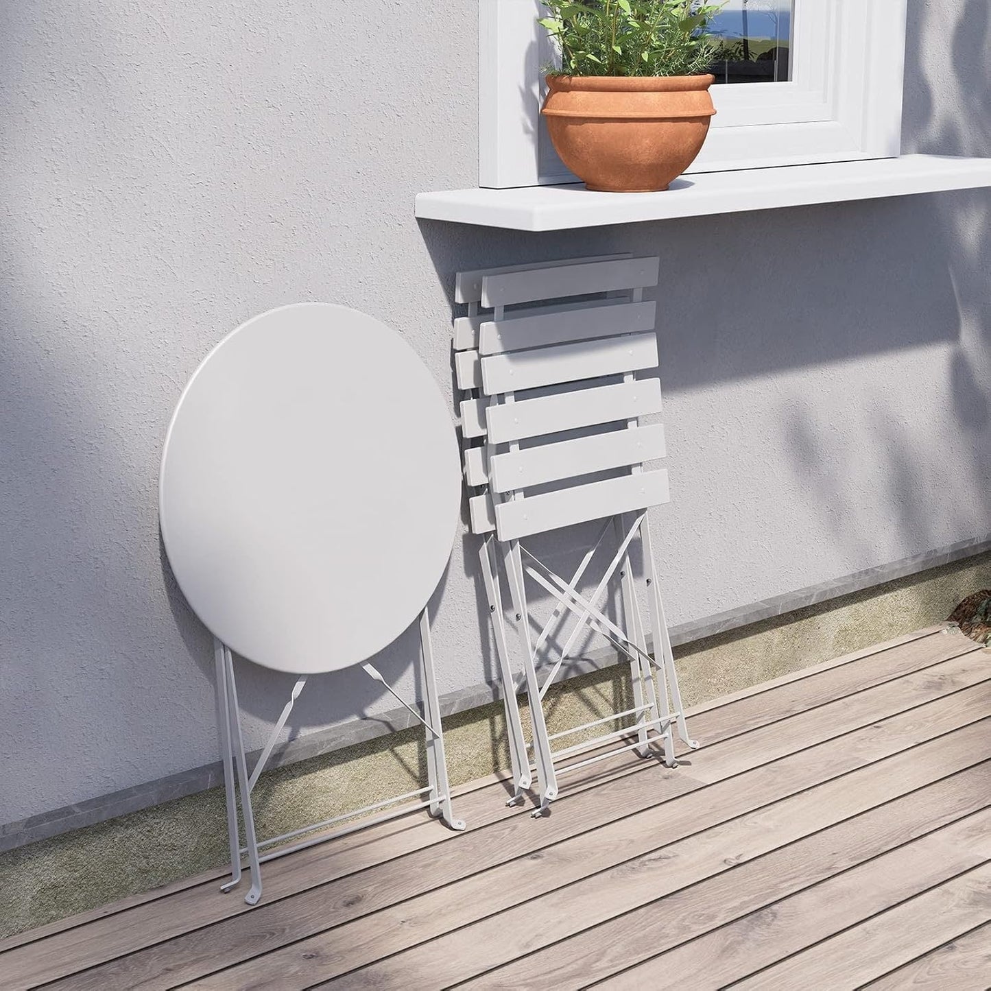 Set da bistrot pieghevole in metallo da 3 pezzi, set da conversazione per esterni/interni resistente alle intemperie, ideale per patio, cortile, giardino.