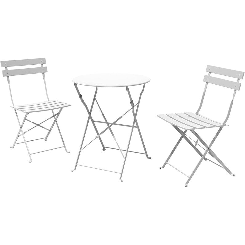 Set da bistrot pieghevole in metallo da 3 pezzi, set da conversazione per esterni/interni resistente alle intemperie, ideale per patio, cortile, giardino.