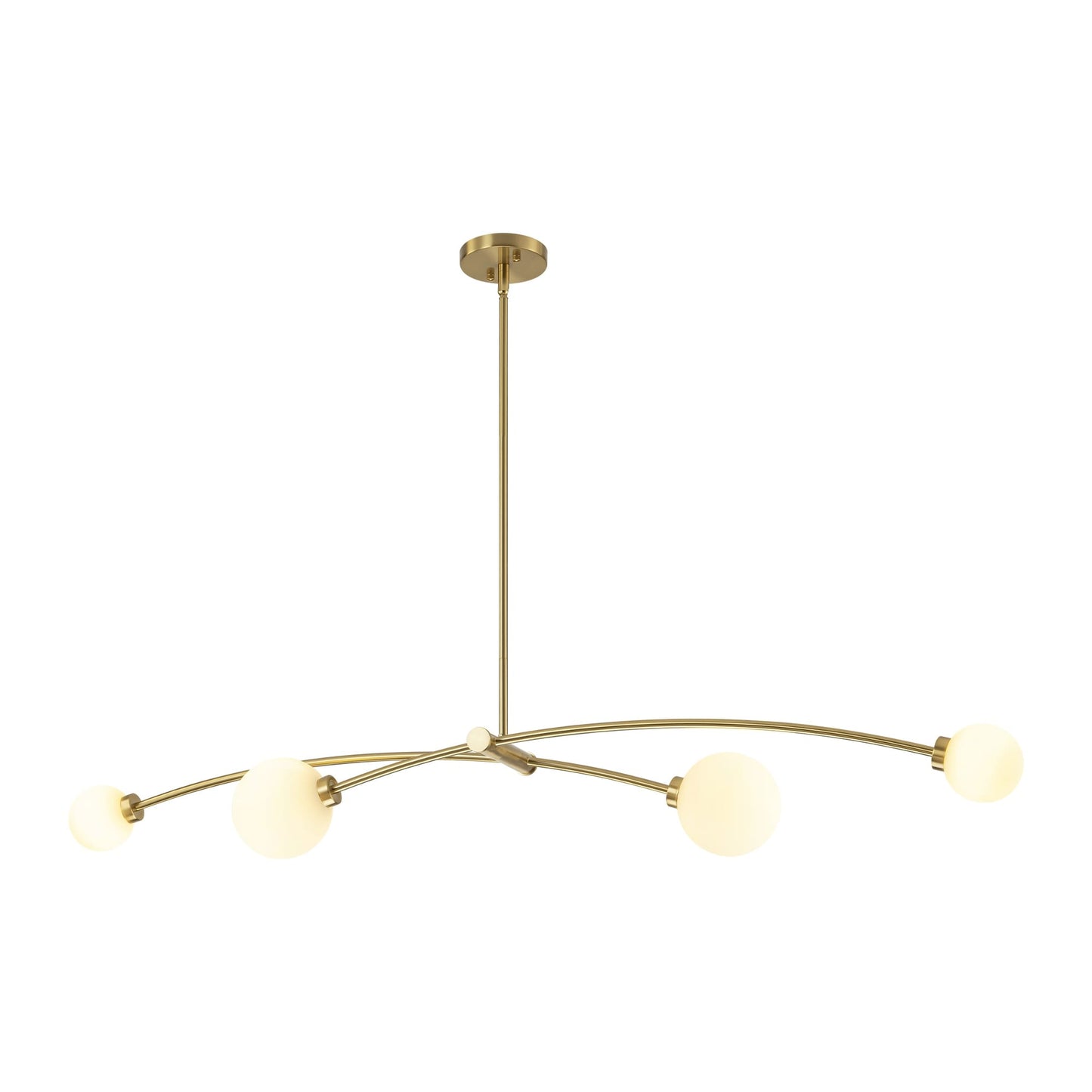 Lampada a sospensione a 4 luci, stile Sputnik lineare, moderna, color oro, ideale per isola cucina/sala da pranzo - 130,5 cm L x 28 cm P x 15 cm A