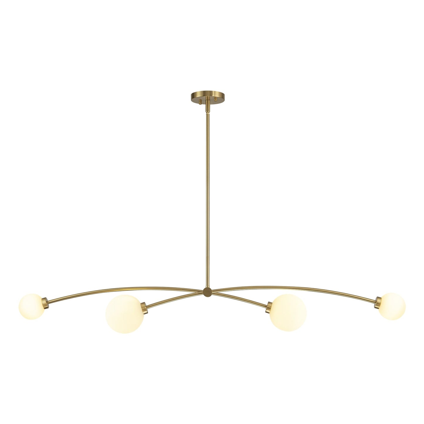 Lampada a sospensione a 4 luci, stile Sputnik lineare, moderna, color oro, ideale per isola cucina/sala da pranzo - 130,5 cm L x 28 cm P x 15 cm A