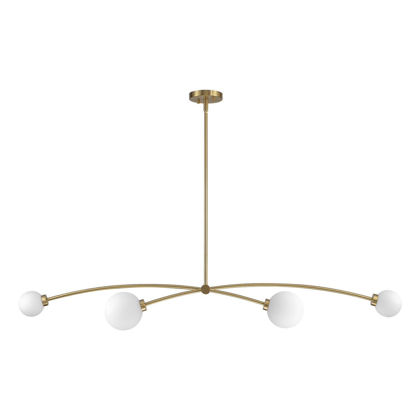 Lampada a sospensione a 4 luci, stile Sputnik lineare, moderna, color oro, ideale per isola cucina/sala da pranzo - 130,5 cm L x 28 cm P x 15 cm A
