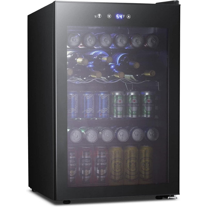 Frigo per vini da 4,4 piedi cubi con luci a LED e pulsanti touch, ripiani rimovibili, rumore inferiore a 38 dB.