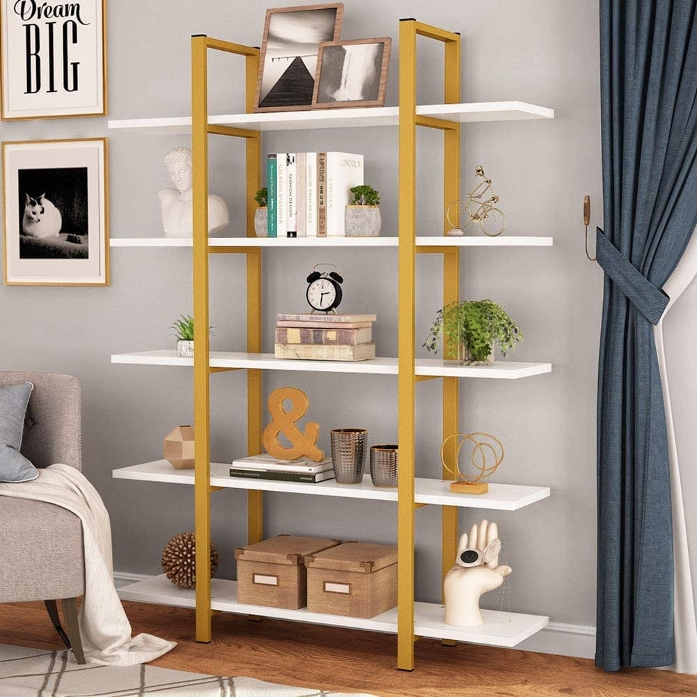 Scaffale a 5 ripiani, libreria in stile industriale vintage