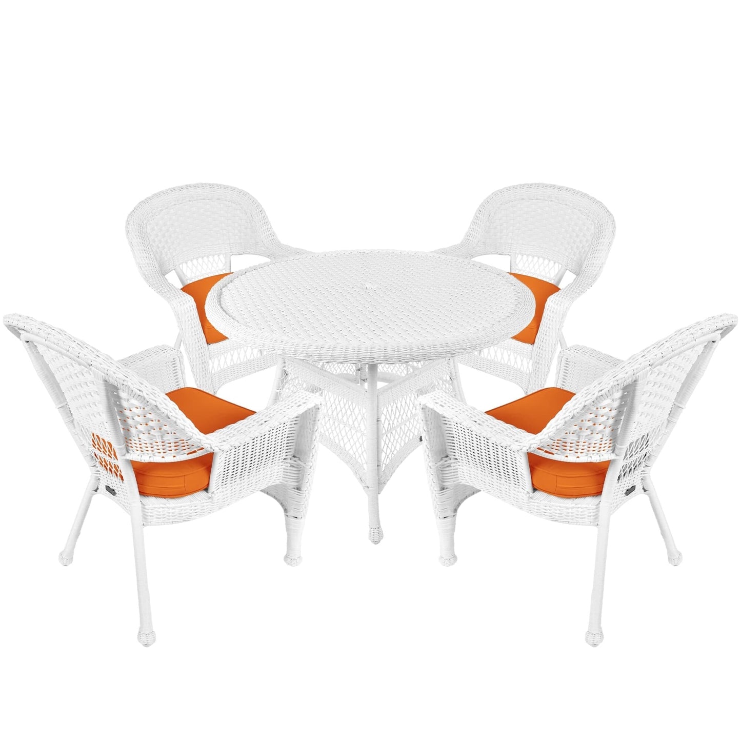 Set da pranzo in vimini intrecciato bianco, 5 pezzi