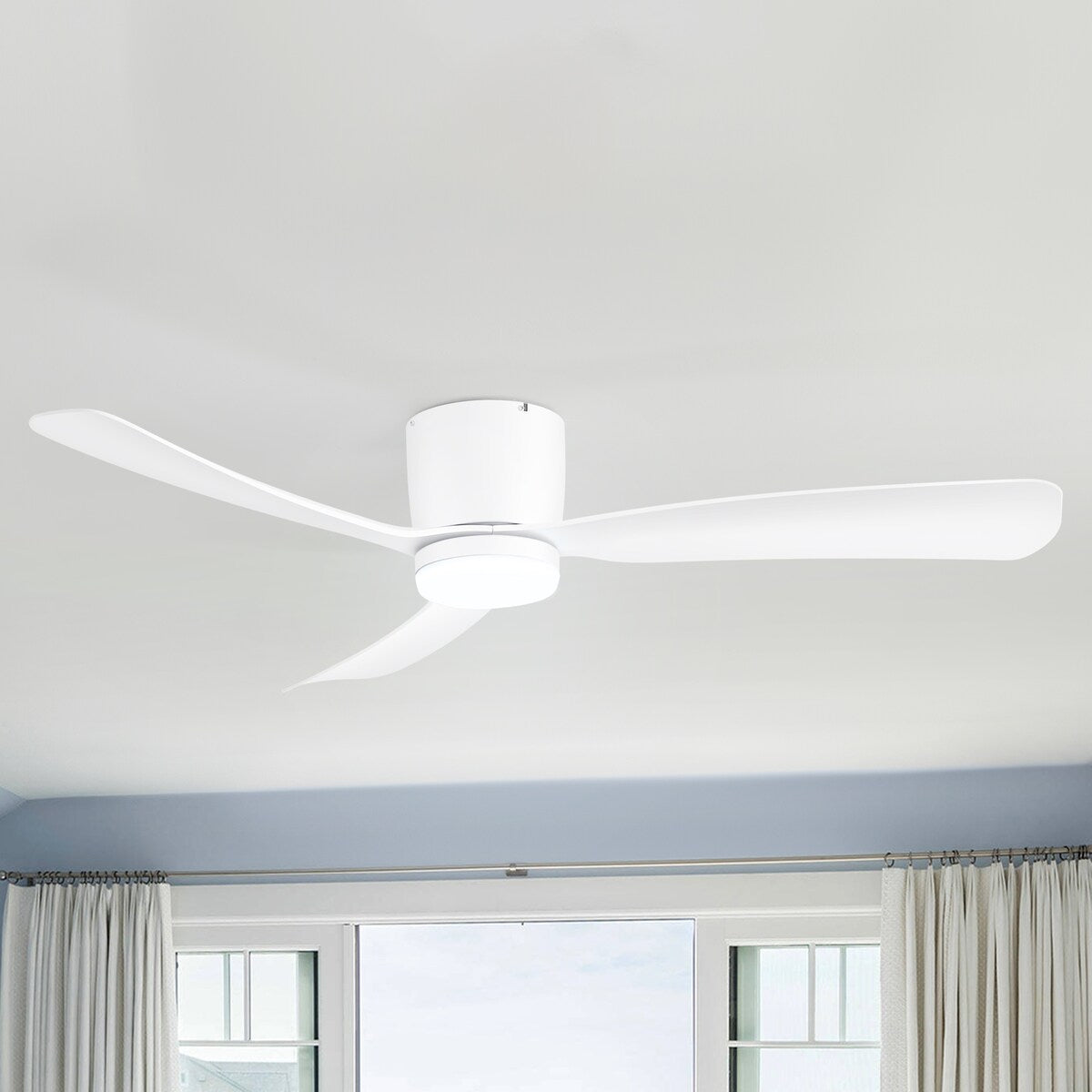 Ventilatore da soffitto a LED a soffitto a scomparsa da 52 pollici, nero/bianco, con luci e telecomando (3 pale)