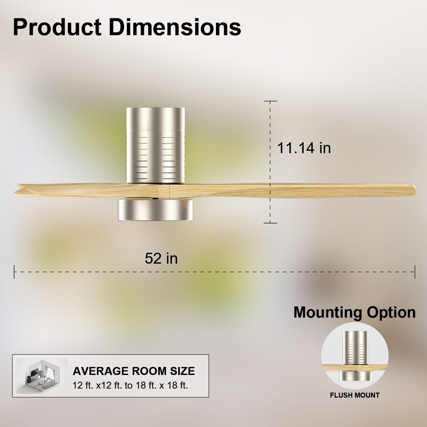 Ventilatore da soffitto a soffitto a scomparsa da 52 pollici in stile farmhouse con luce e telecomando, motore DC reversibile.