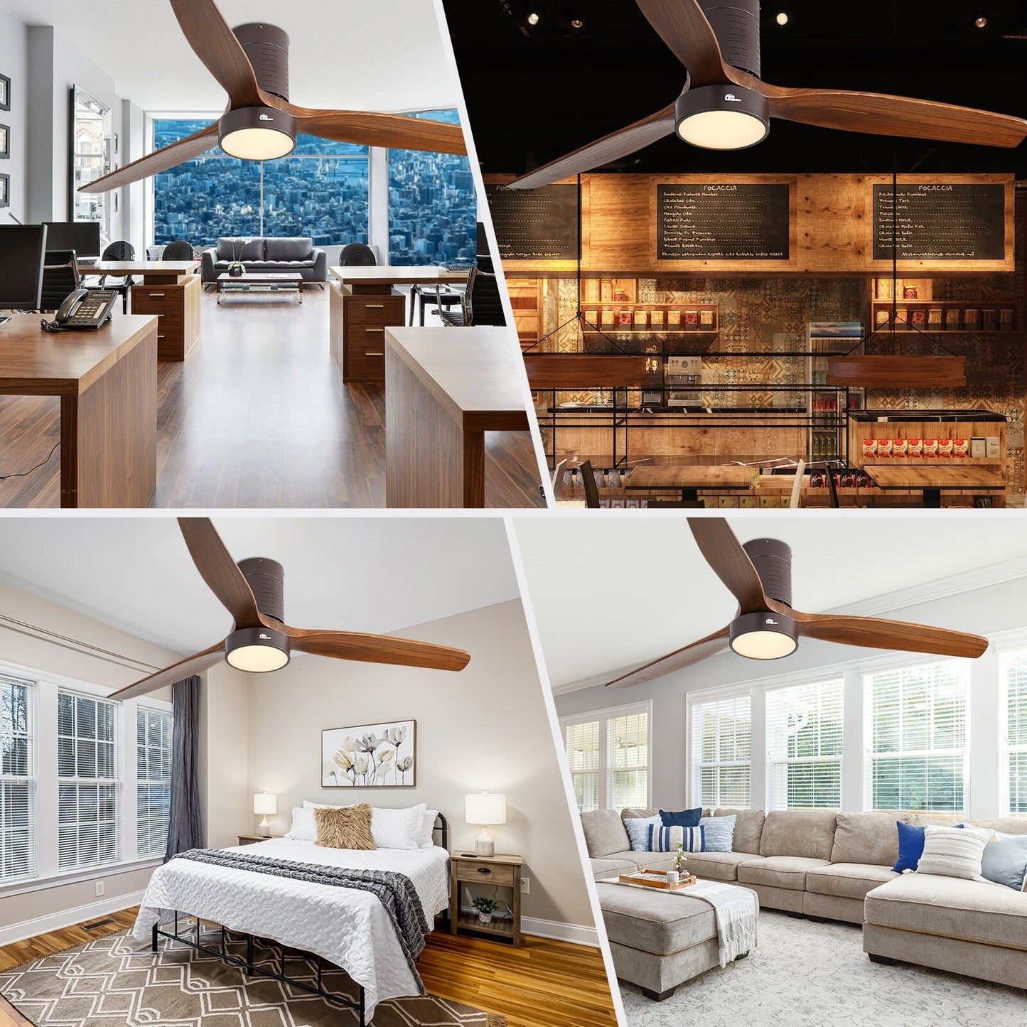 Ventilatore da soffitto a soffitto a scomparsa da 52 pollici in stile farmhouse con luce e telecomando, motore DC reversibile.