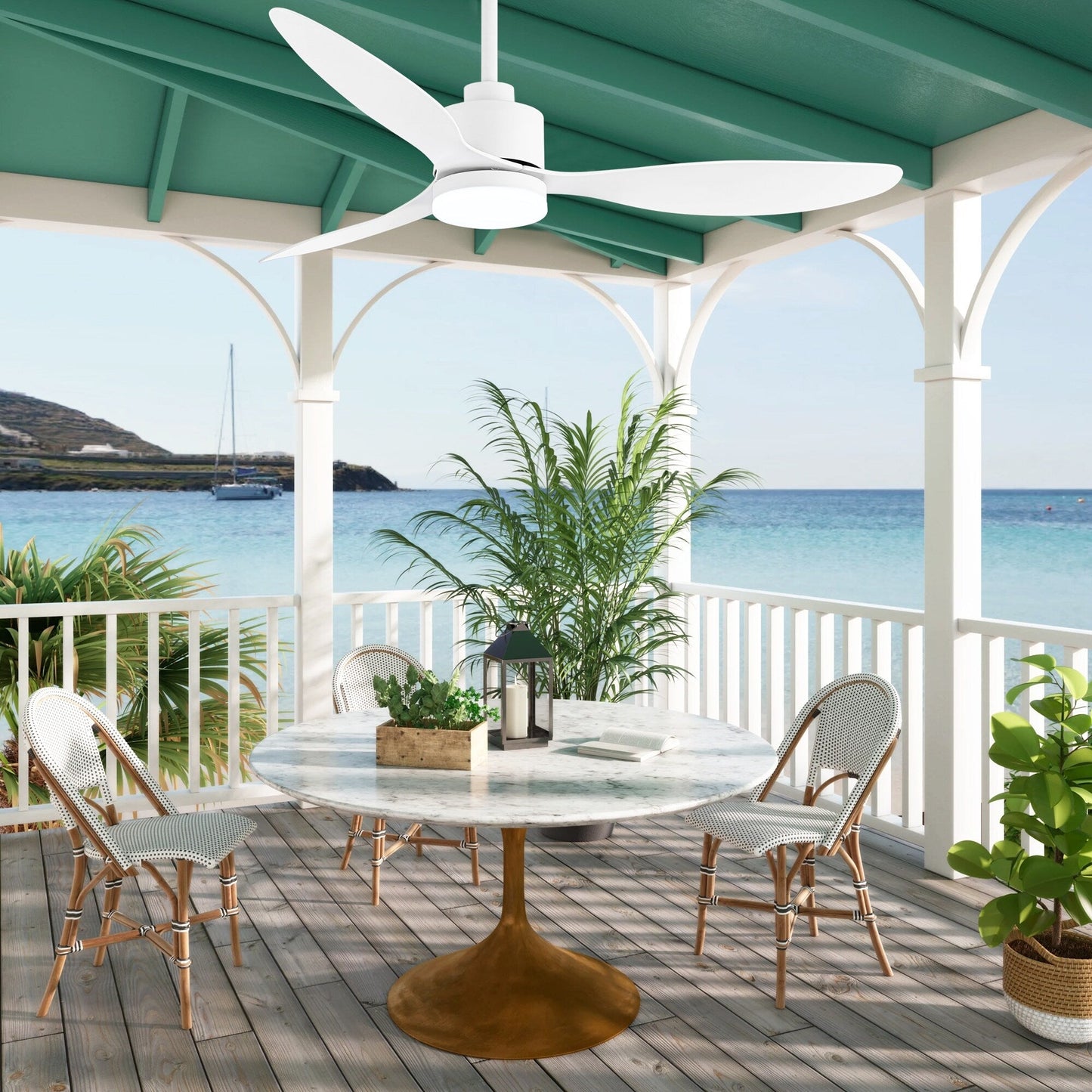 Ventilatore da soffitto a LED da 52 pollici con luci e telecomando (3 pale)