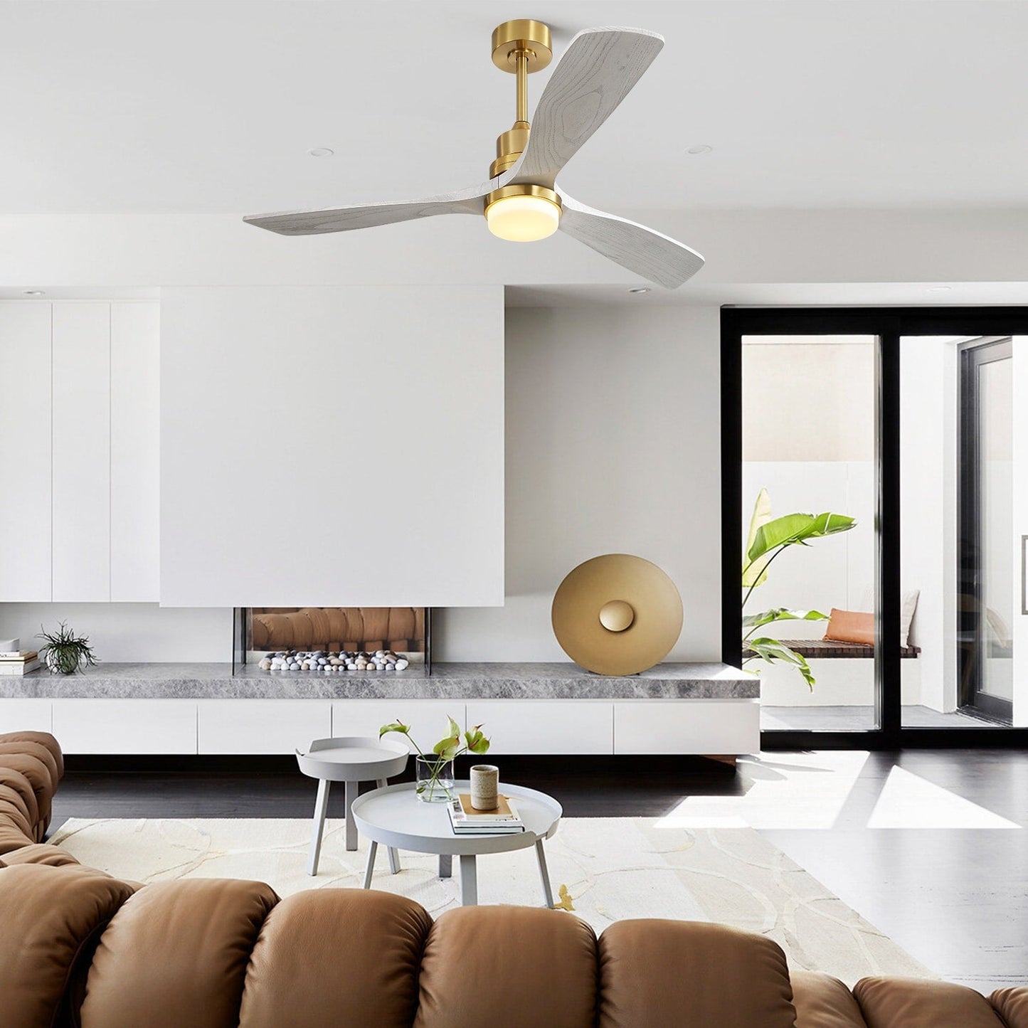 Sofucor Ventilatore da soffitto interno in legno da 52 pollici con luce e telecomando, luce integrata opzionale