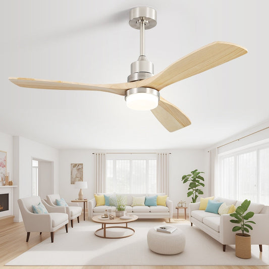 Sofucor Ventilatore da soffitto interno in legno da 52 pollici con luce e telecomando, luce integrata opzionale