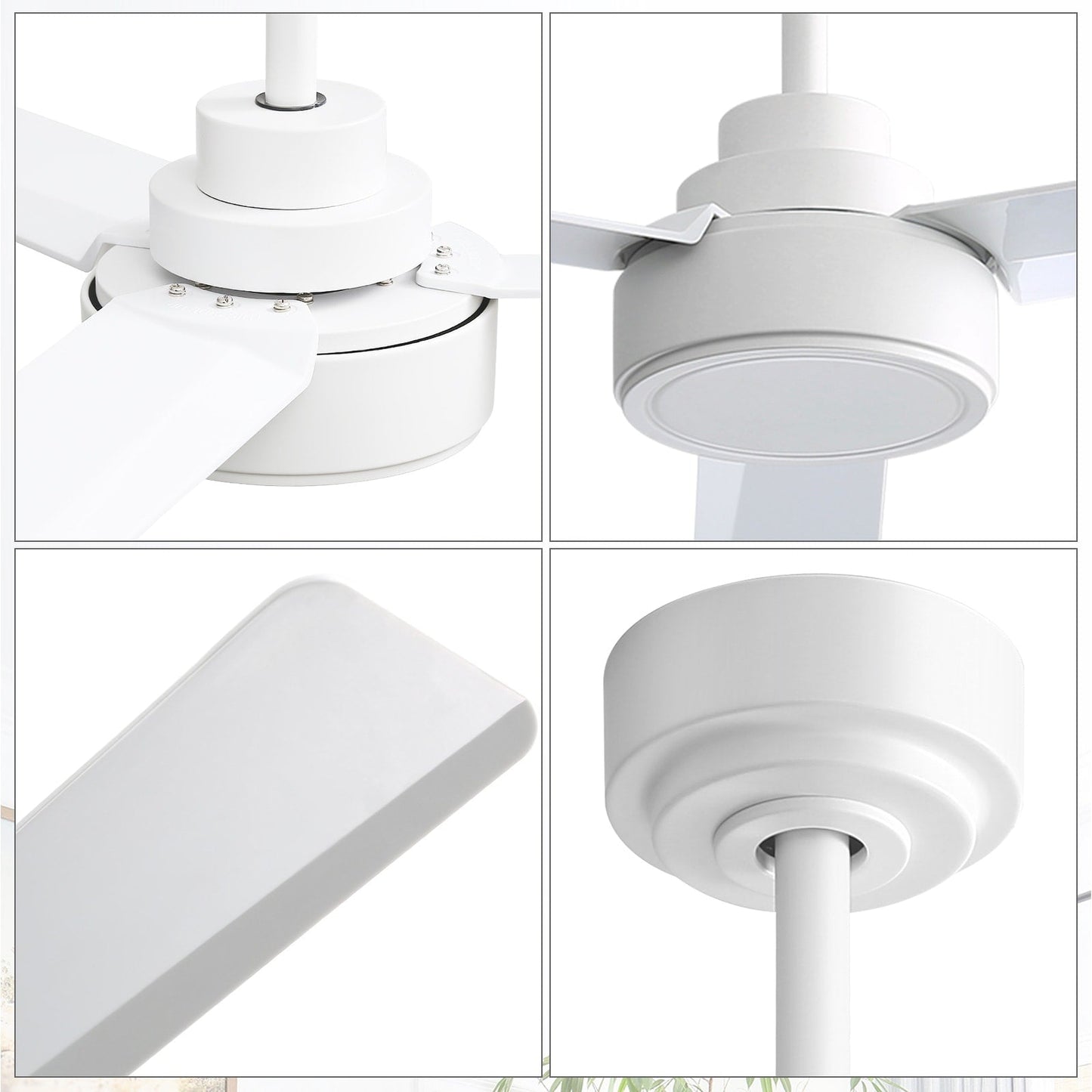 Ventilatore da soffitto moderno da 52 pollici in legno massello/ABS con telecomando (senza luce), 6 velocità, flusso d'aria reversibile.