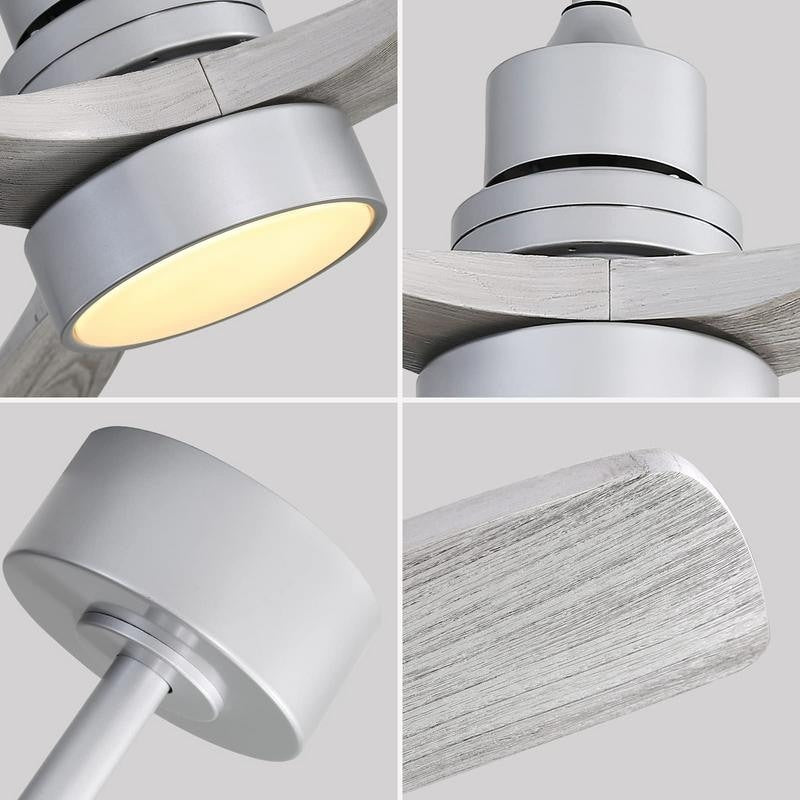 Sofucor Ventilatore da soffitto interno in legno da 52 pollici con luce e telecomando, luce integrata opzionale