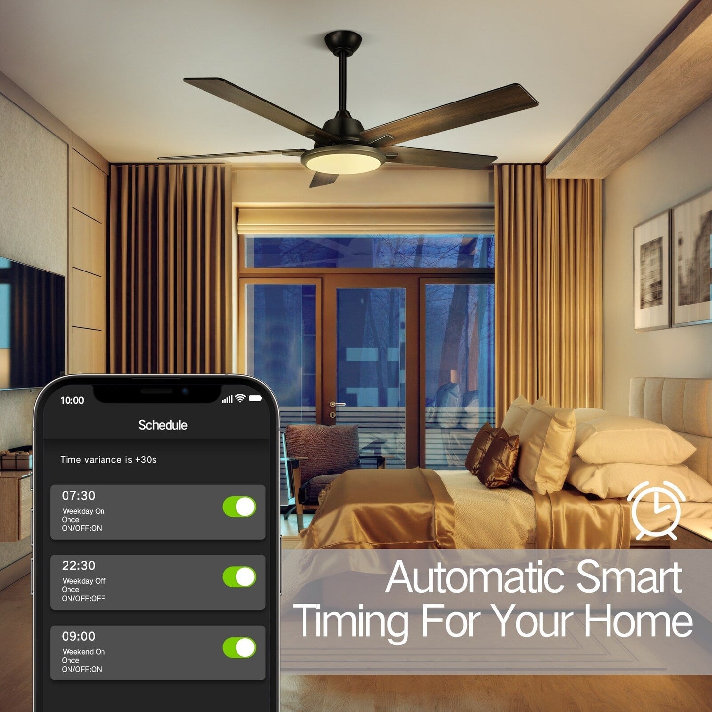 Ventilatori da soffitto moderni da 52 pollici con luce e telecomando, LED dimmerabile