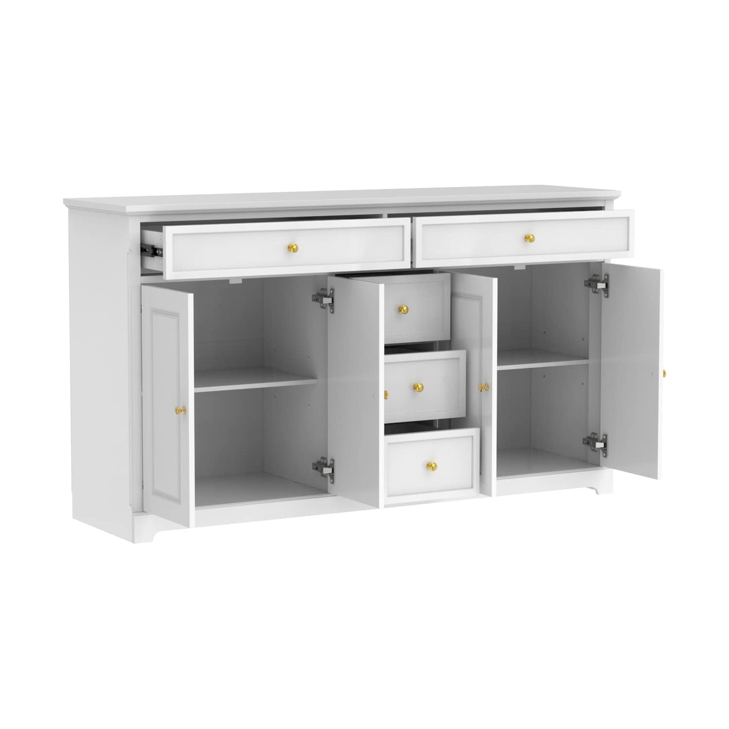 Buffet con ripiani 59.1'' bianco, stile Mid-Century Modern, contemporaneo, laccato
