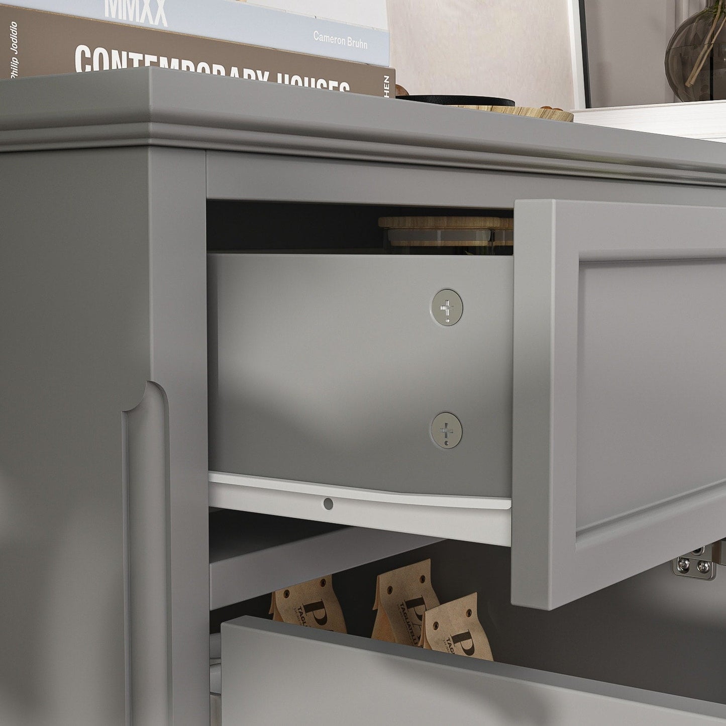 Buffet con ripiani 59.1'' bianco, stile Mid-Century Modern, contemporaneo, laccato