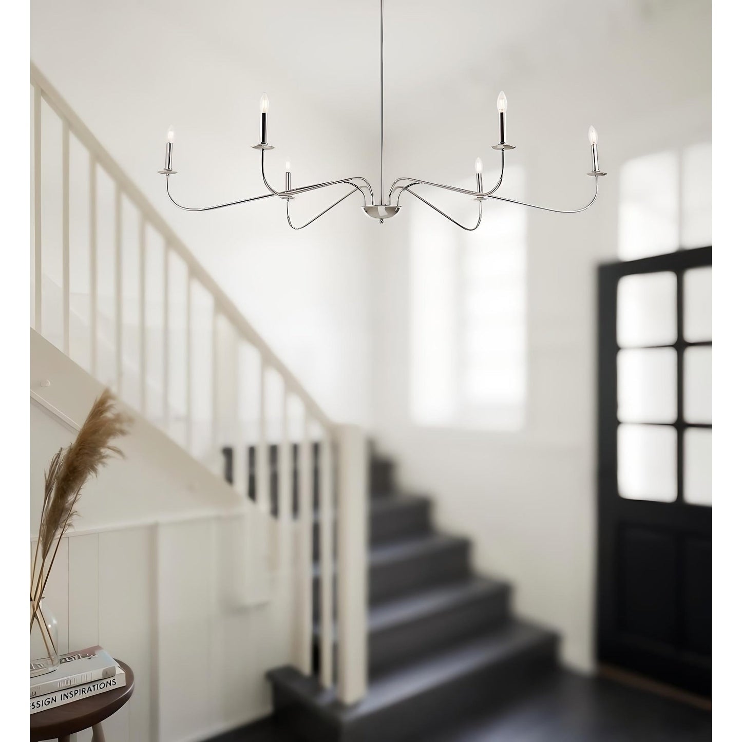 Lampadario minimalista a 6 luci da 64 pollici in nero opaco/oro/cromo - N/A