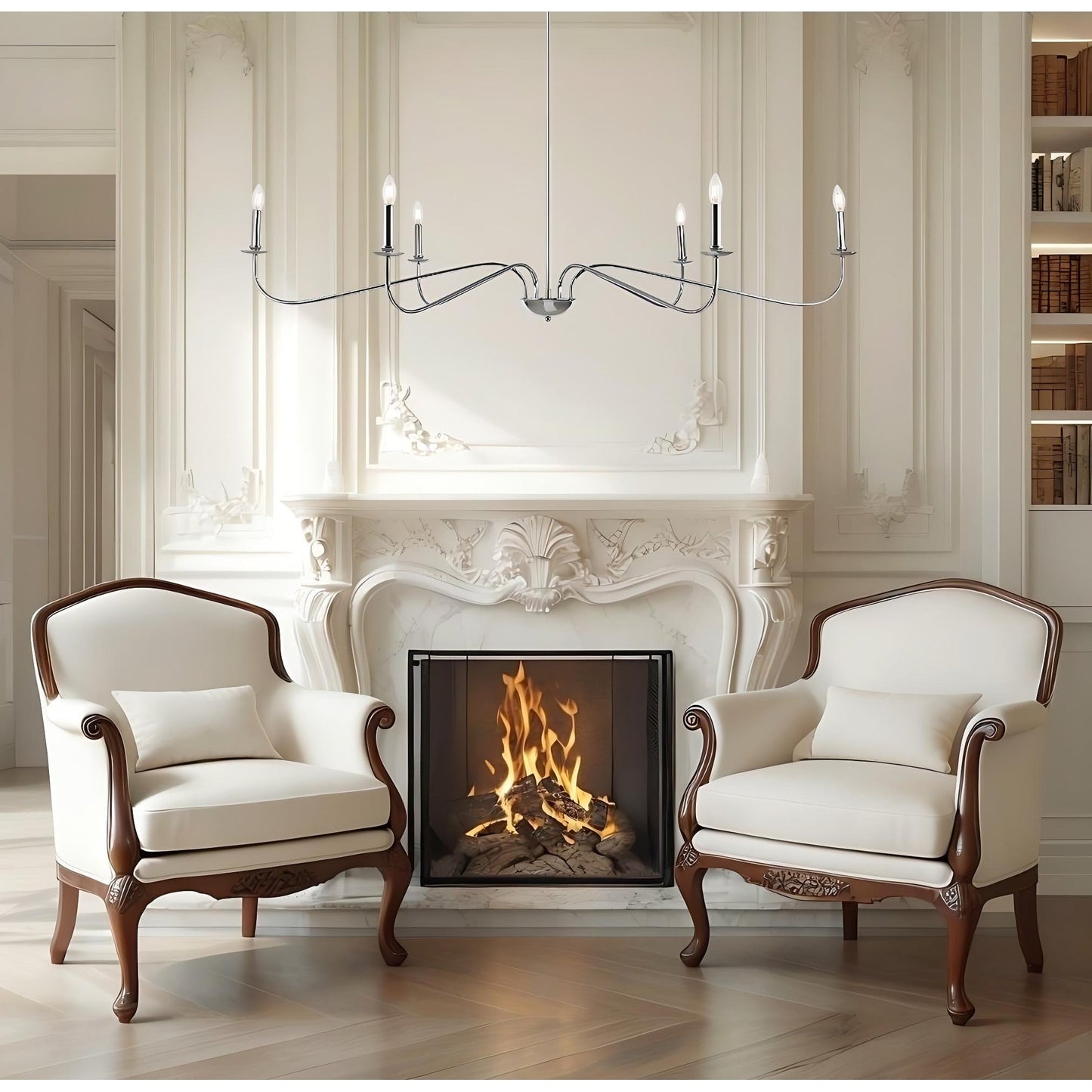 Lampadario minimalista a 6 luci da 64 pollici in nero opaco/oro/cromo - N/A