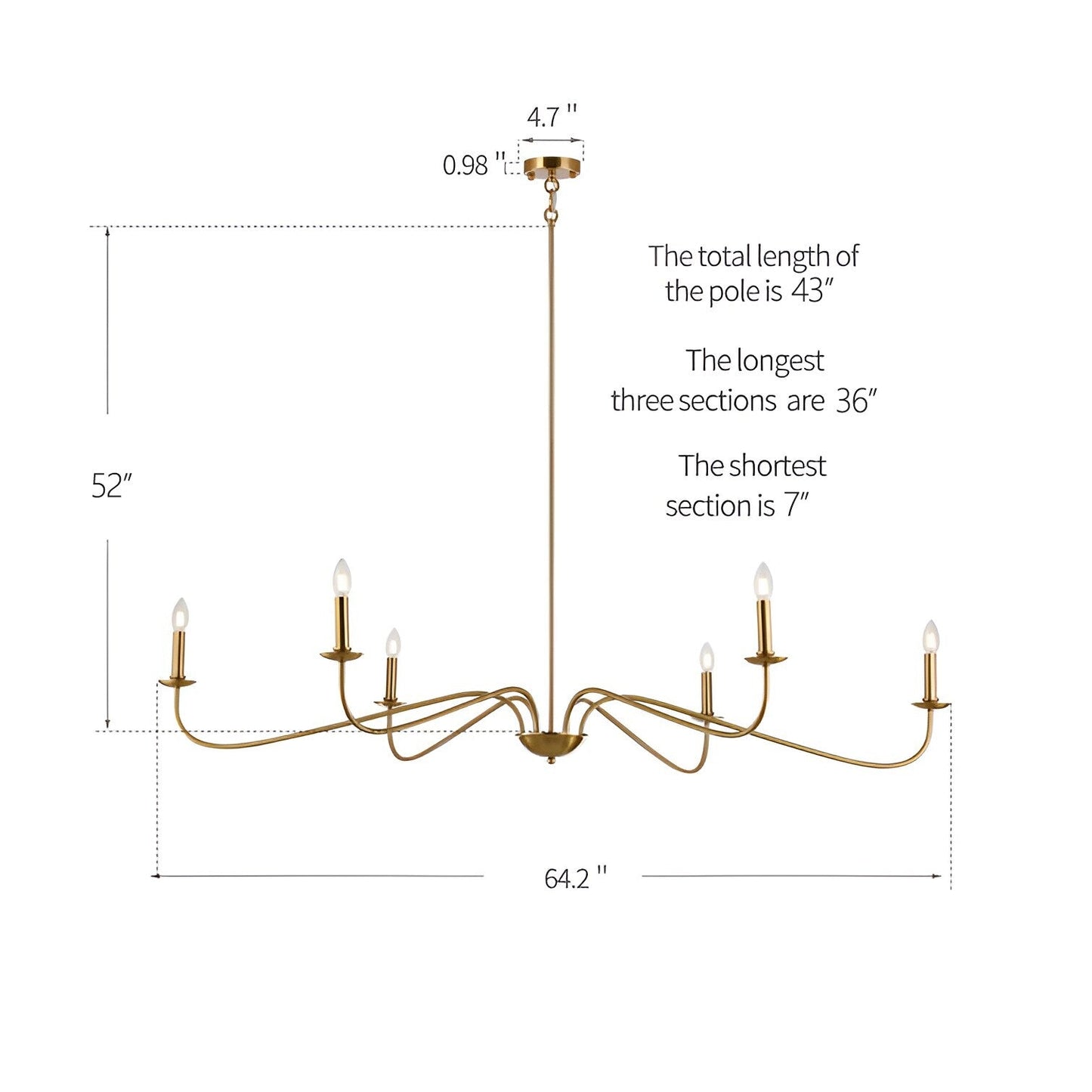 Lampadario classico francese minimalista a 6 luci con illuminazione a stile candela