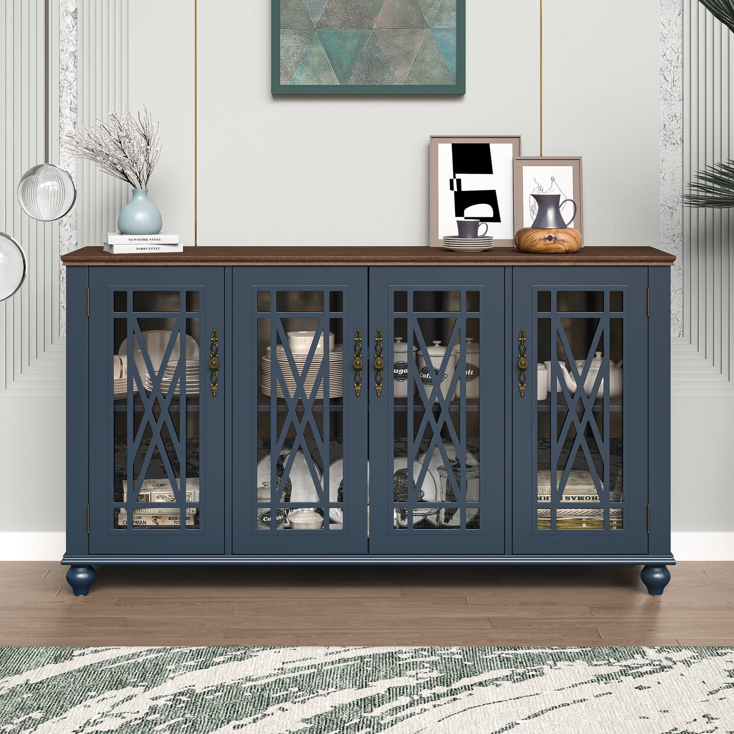 Buffet/Credenza da Cucina in Legno in Stile Vintage - 160 cm di Larghezza