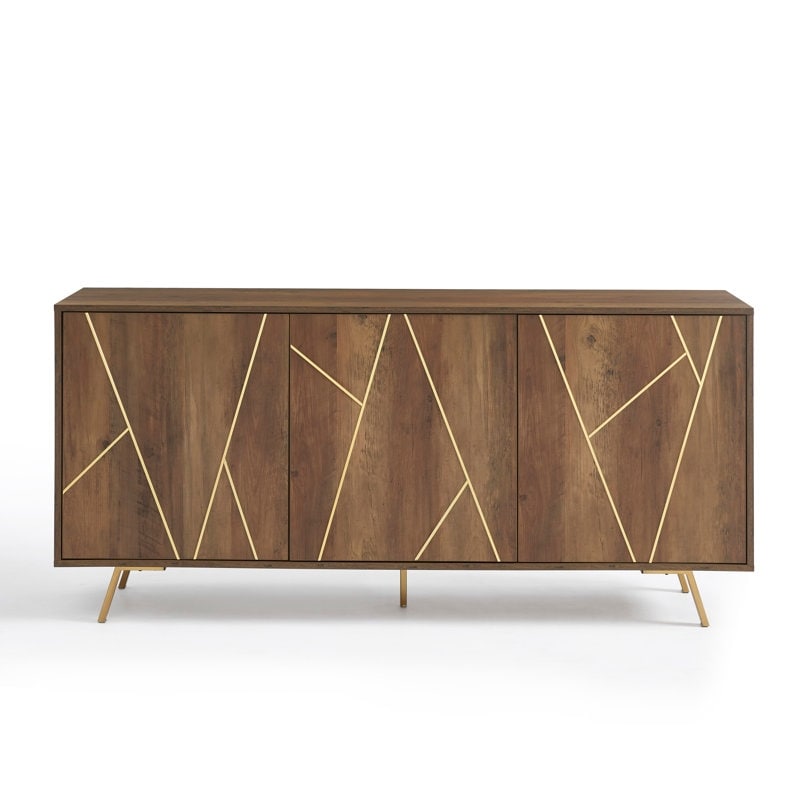 Mobile portaoggetti in legno con buffet e credenza, larghezza 63''