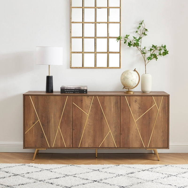 Mobile portaoggetti in legno con buffet e credenza, larghezza 63''