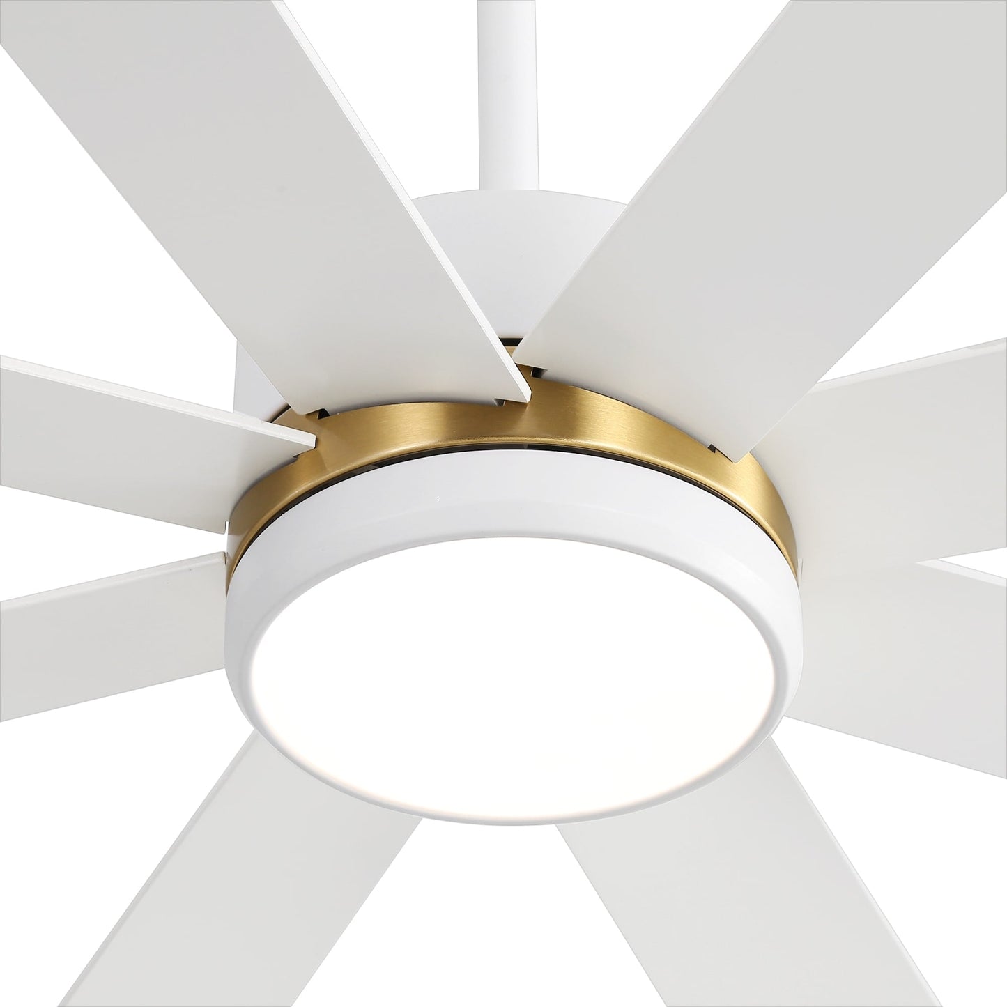 Ventilatore da soffitto a LED nero da 65 pollici con 8 pale, luce e telecomando.