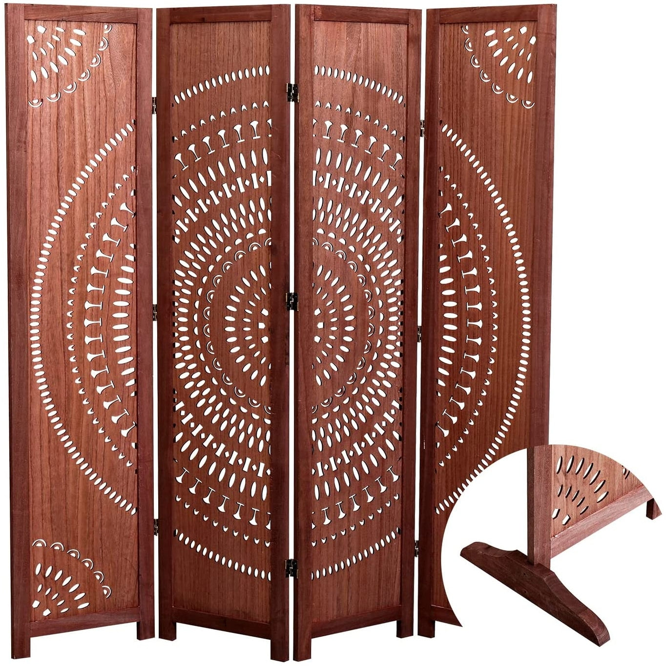 Paravento pieghevole in legno massello, altezza 65''