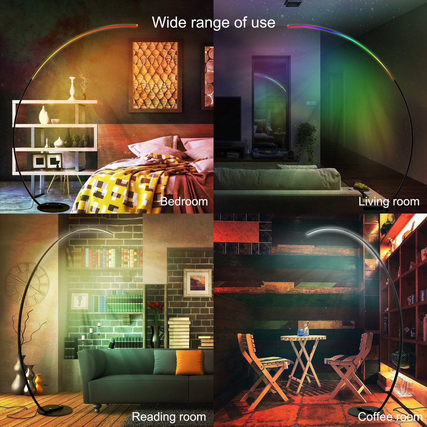 Lampada da terra a LED regolabile a 69 LED - Arco/Curva - RGBW - N/A