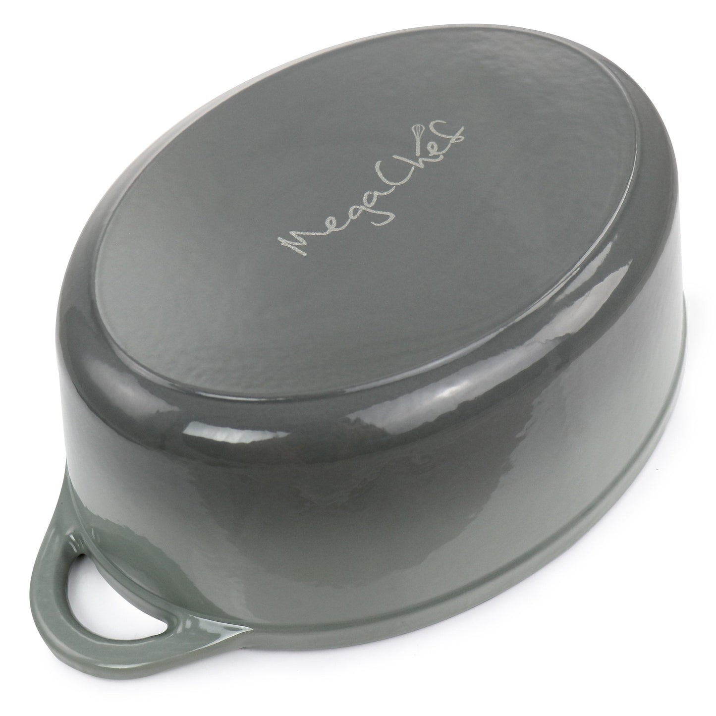 Pentola ovale in ghisa smaltata da 7 quarti, colore grigio tempesta.