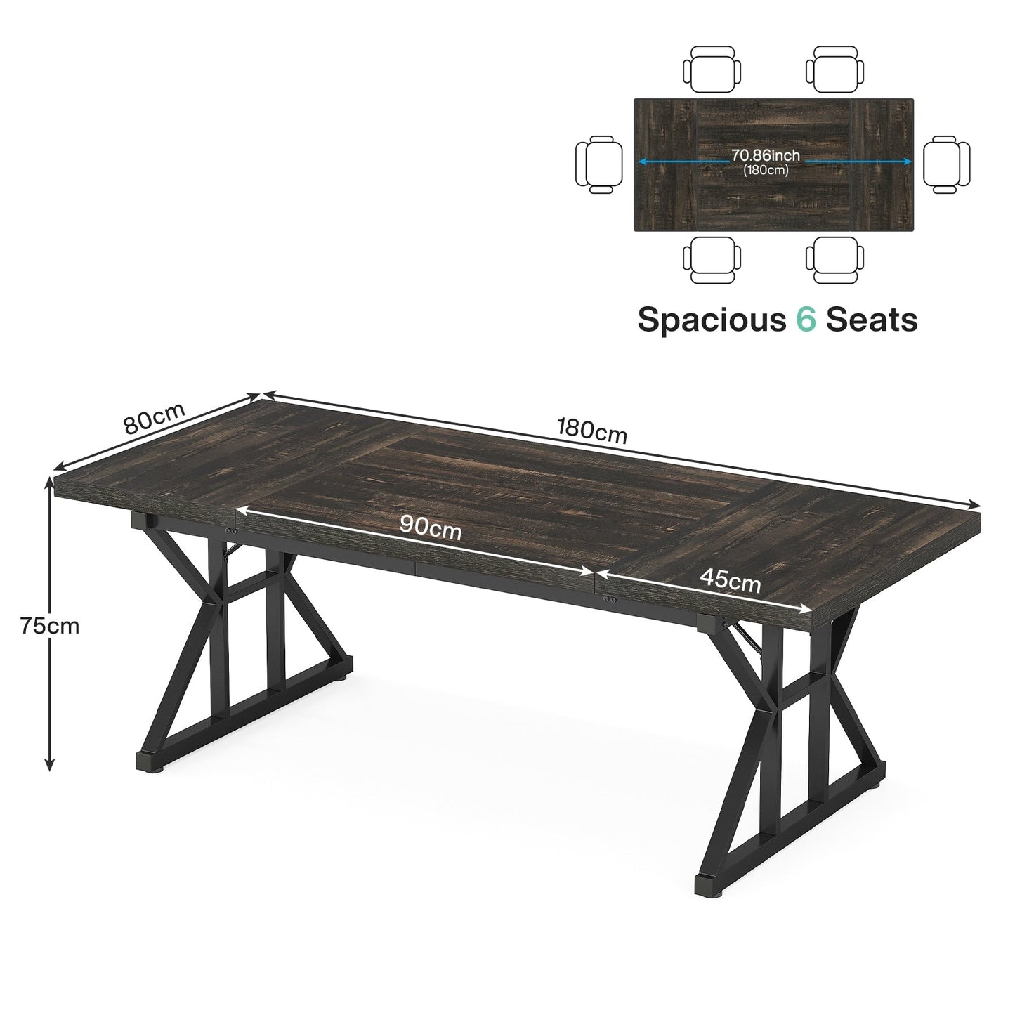 Scrivania da ufficio da 70,8 pollici, grande scrivania per computer, postazione di lavoro.
