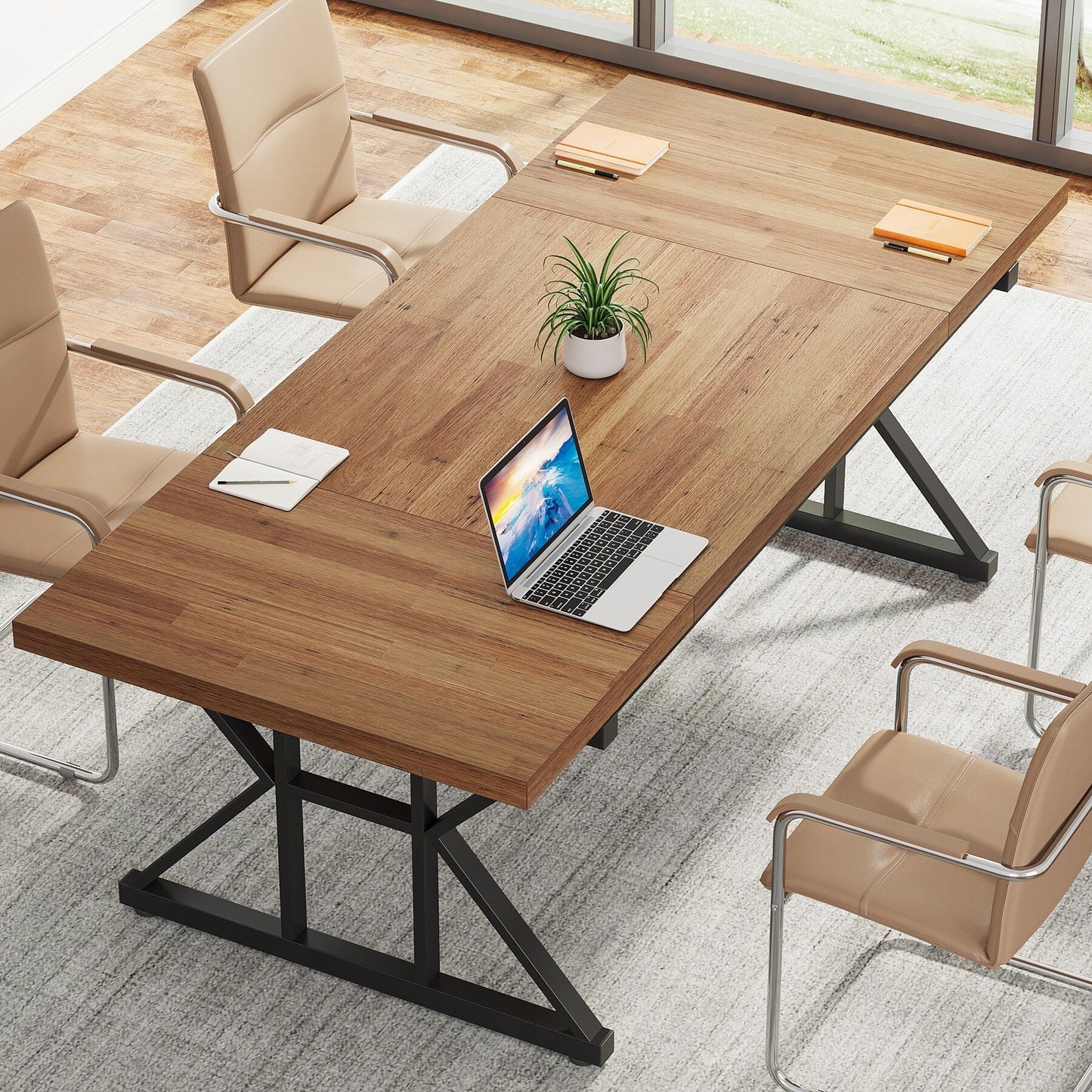 Scrivania da ufficio da 70,8 pollici, grande scrivania per computer, postazione di lavoro.