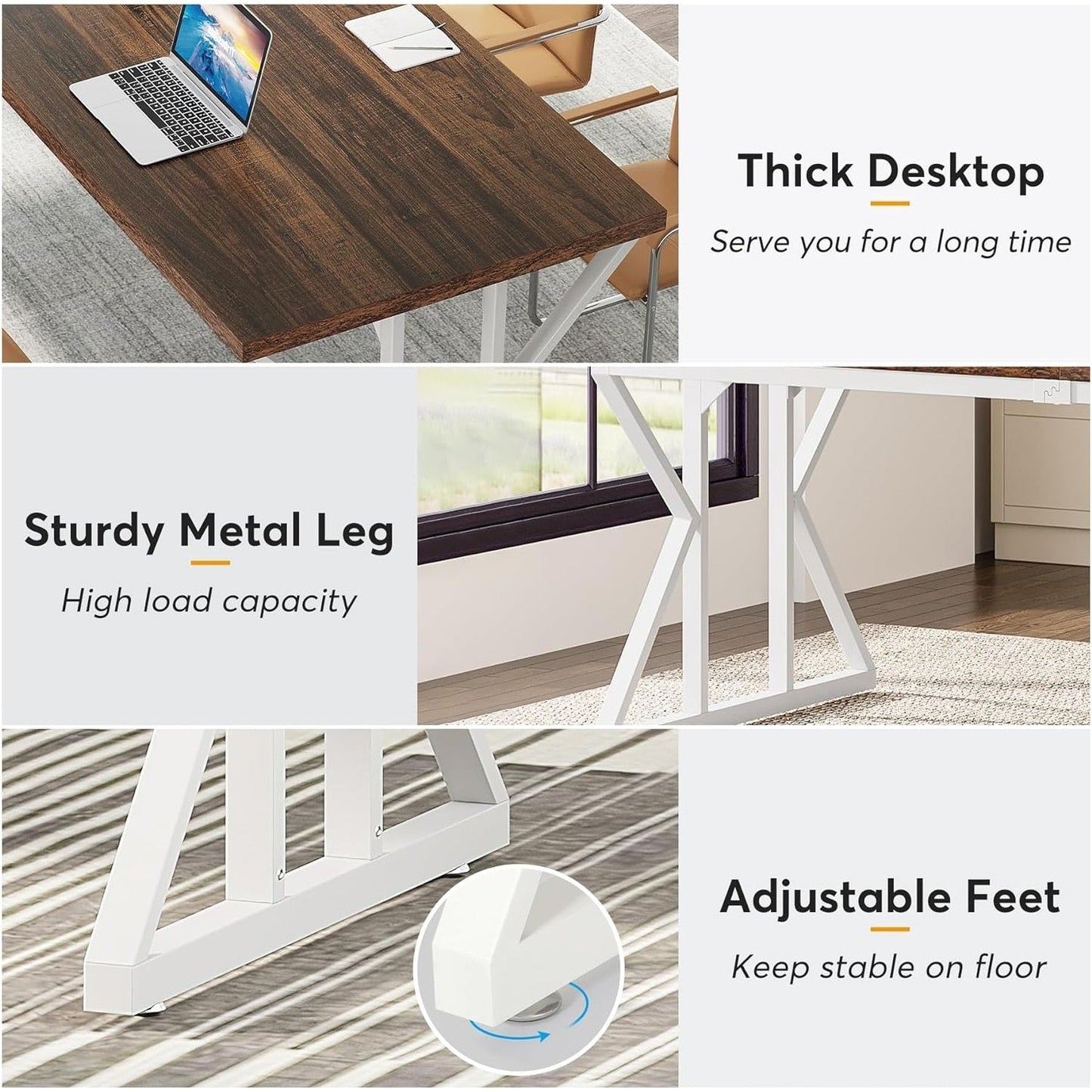 Scrivania da ufficio da 70,8 pollici, grande scrivania per computer, postazione di lavoro.