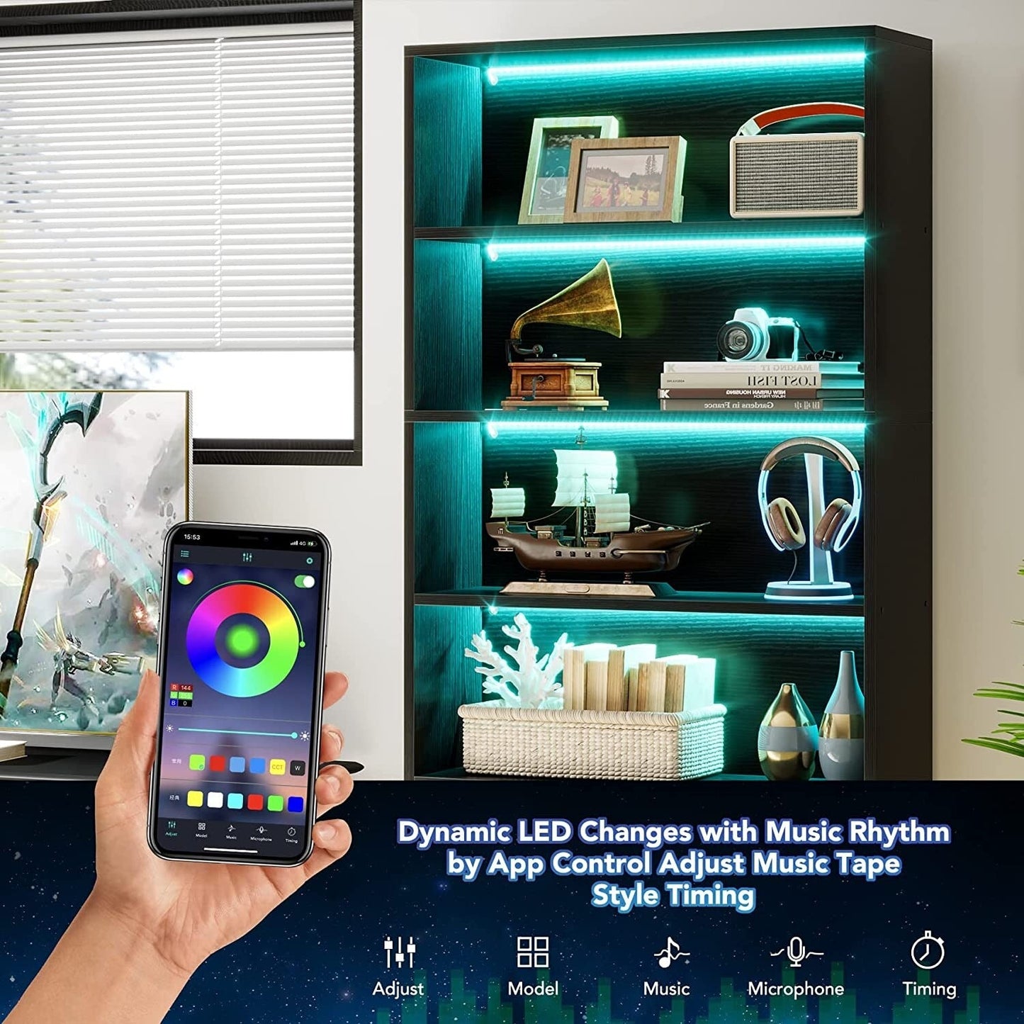 Libreria e scaffale portaoggetti alto 70,8 pollici, libreria a 5 ripiani di grandi dimensioni - 11,81 pollici di profondità x 31,5 pollici di larghezza x 70,87 pollici di altezza