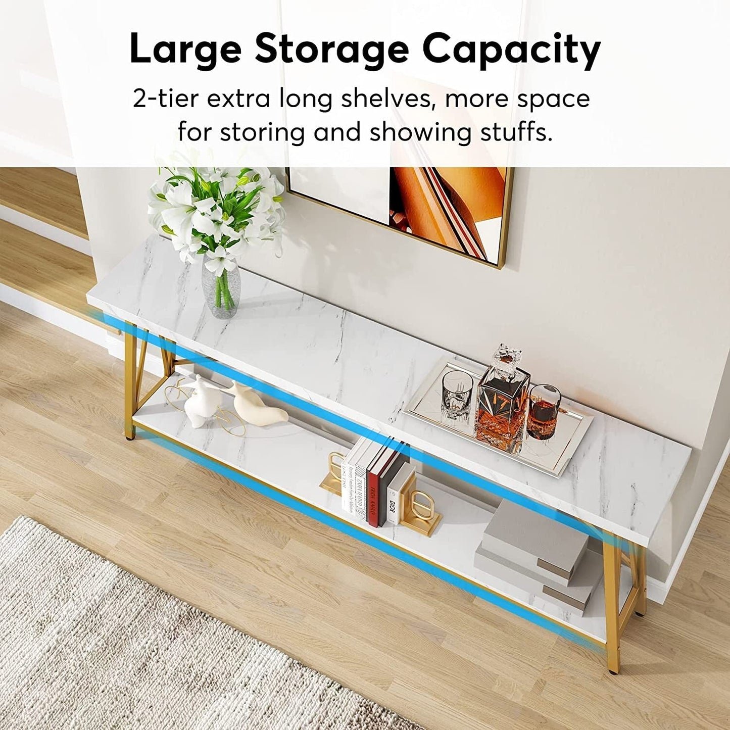 Tavolo da divano extra lungo da 180 cm, console d'ingresso in stile industriale