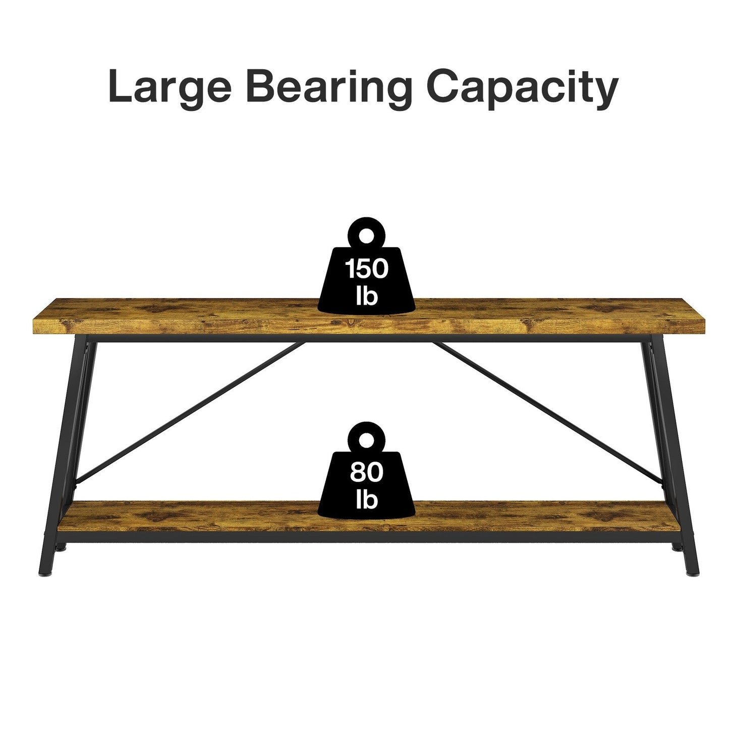 Tavolo da divano extra lungo da 180 cm, console d'ingresso in stile industriale