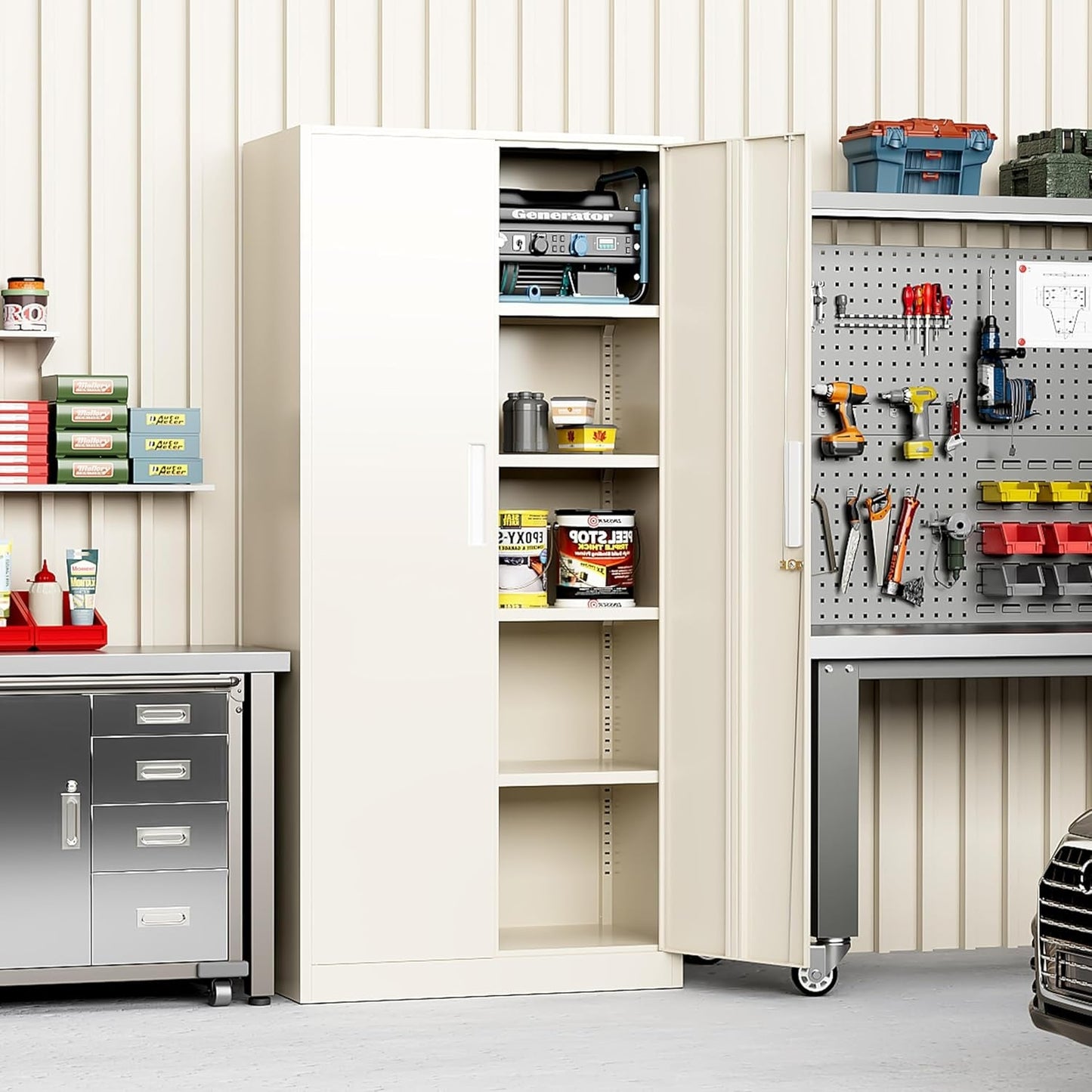 Mobile portaoggetti da garage, dispensa, cucina, ripostiglio, alto 71 pollici, con ripiani regolabili, per ufficio, garage, casa, dispensa.