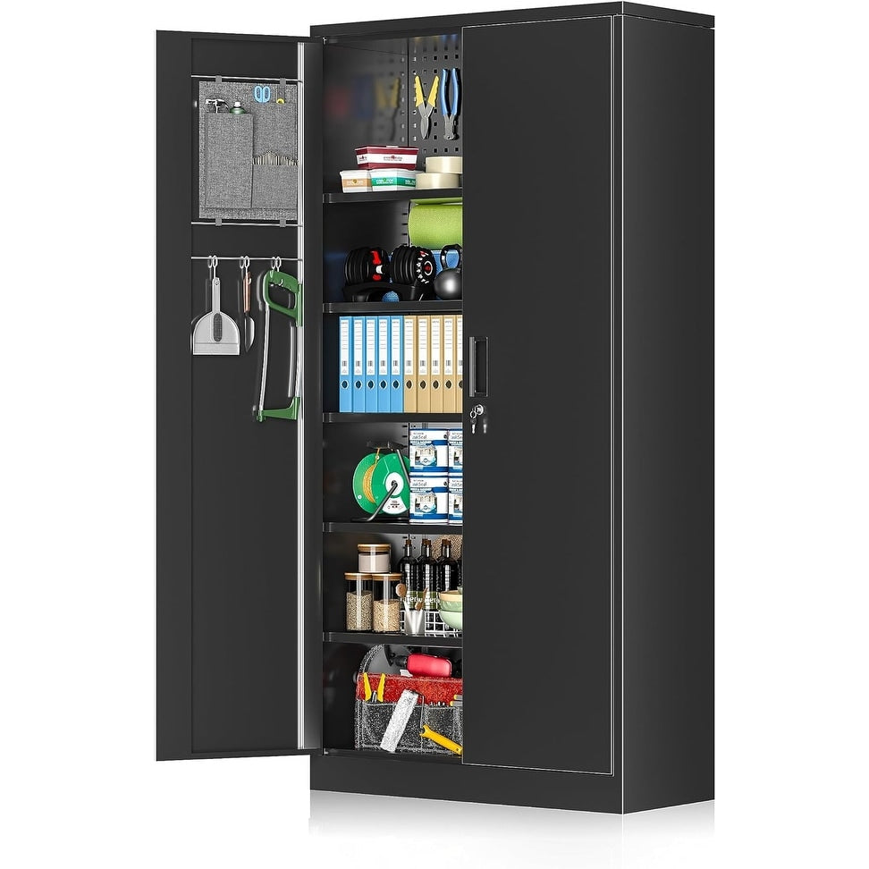 Mobile portaoggetti da garage, dispensa, cucina, ripostiglio, alto 71 pollici, con ripiani regolabili, per ufficio, garage, casa, dispensa.