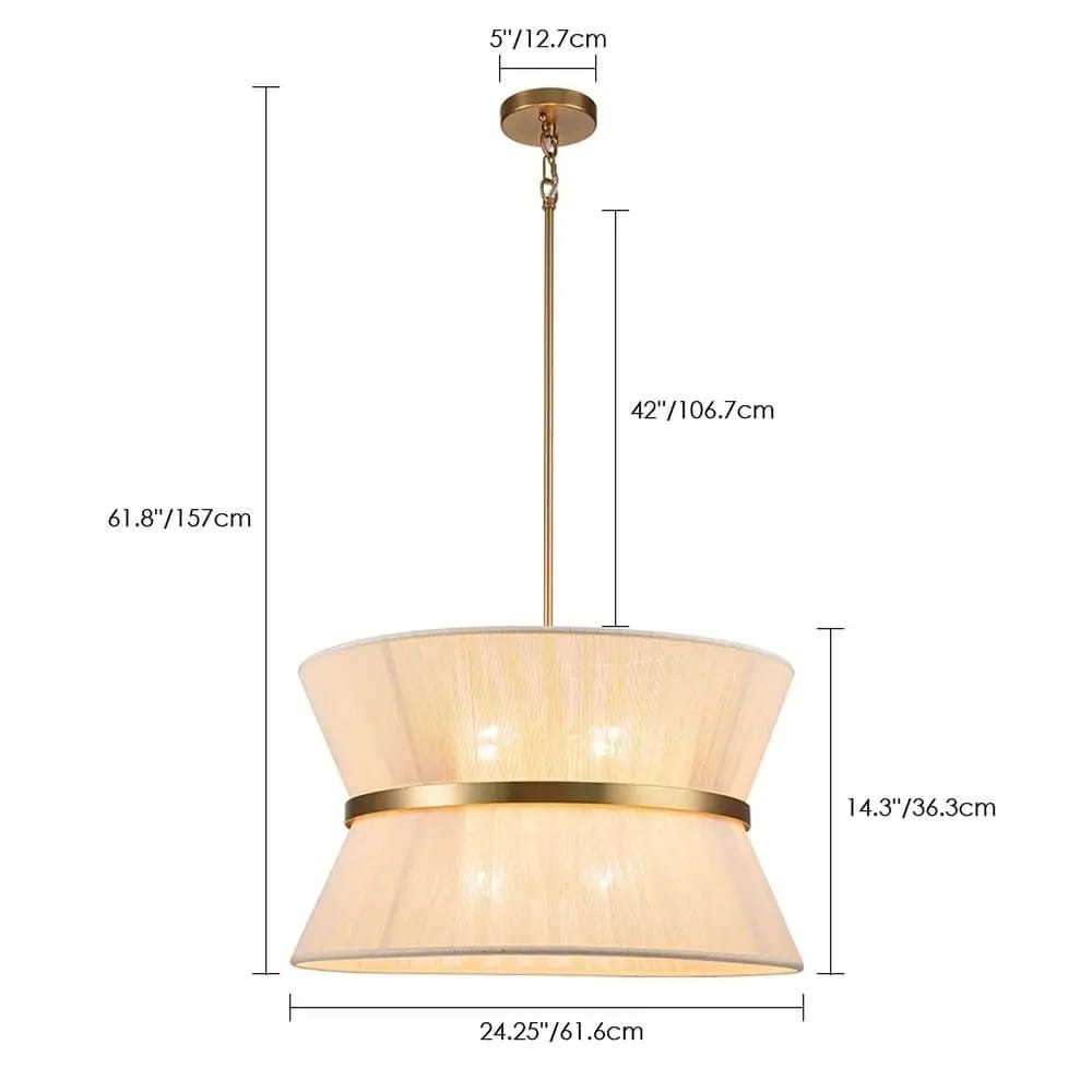 Lampadario a 8 luci, stile bohémien moderno, a forma di tamburo, grande, con tessuto a forma di clessidra intrecciato a mano, colore oro/nero, per sala da pranzo/soggiorno, diametro 60 cm (24 pollici).