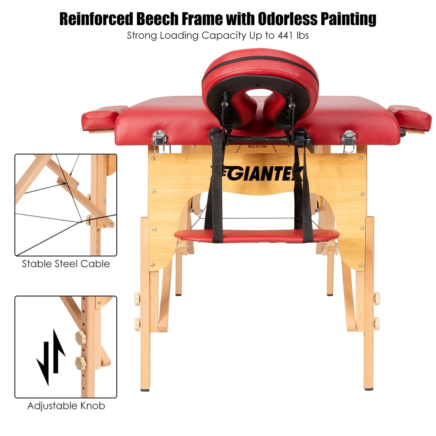 Tavolo da massaggio portatile da 84''L, letto estetico regolabile per viso e tatuaggi, con borsa per il trasporto.