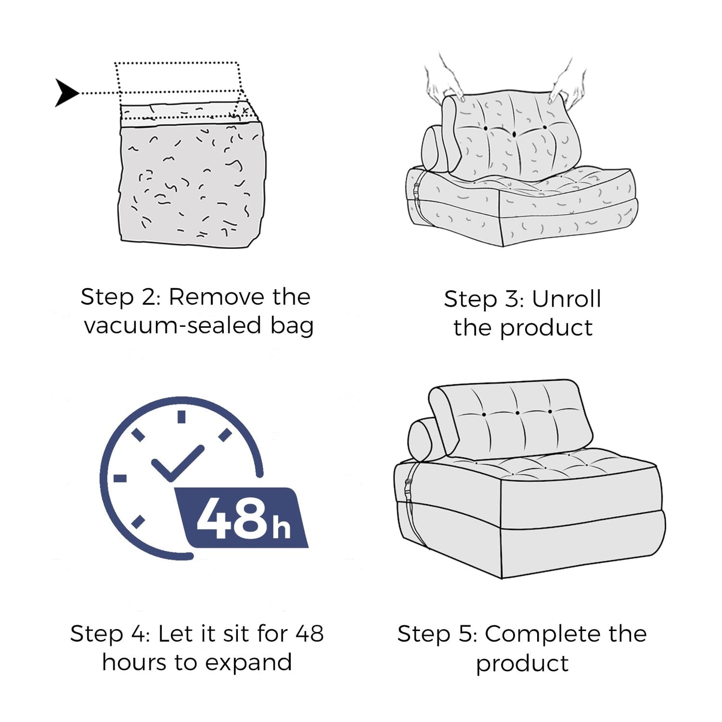 Divano letto pieghevole in cordoncino, singolo, 8 posti