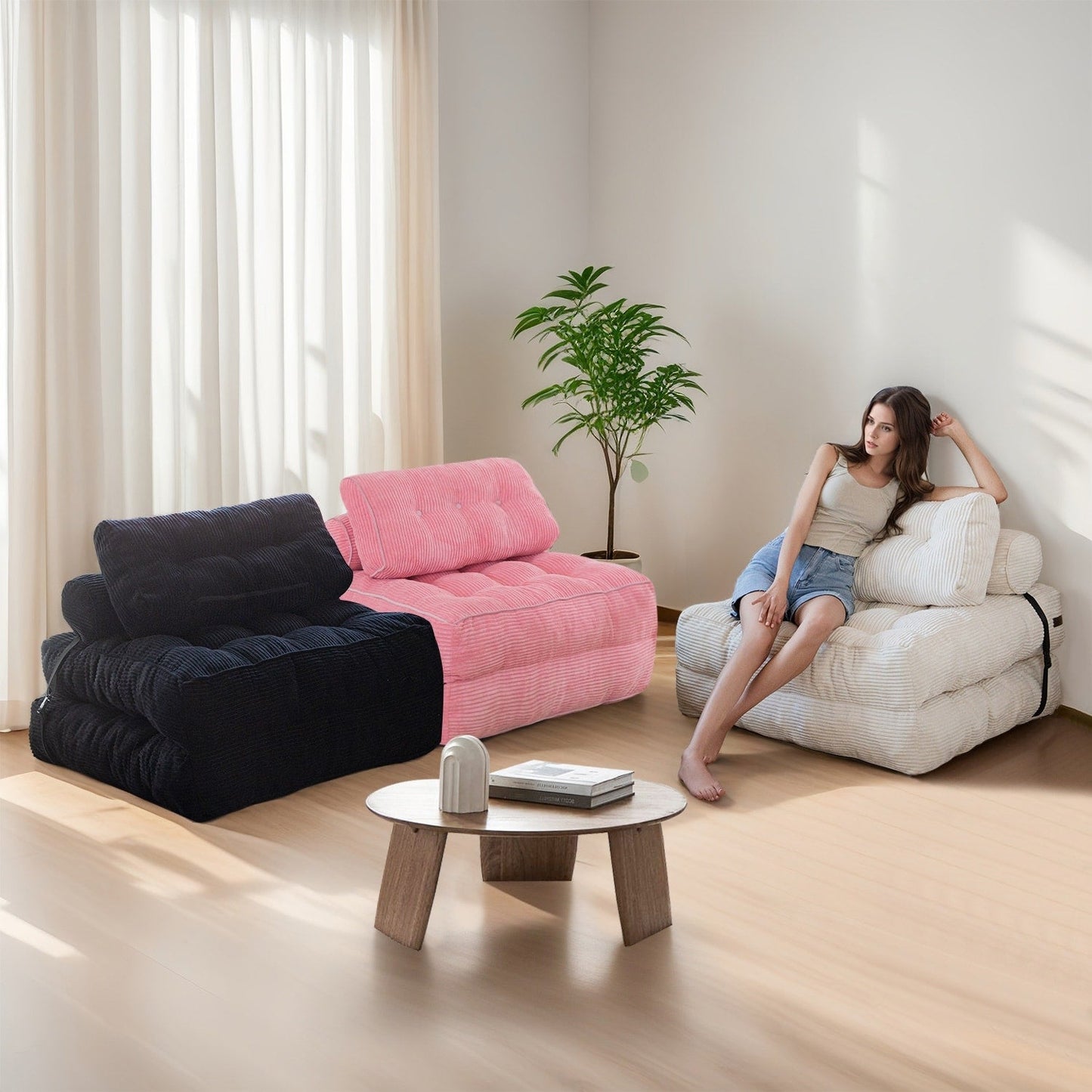 Divano letto pieghevole in cordoncino, singolo, 8 posti